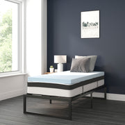 Leo 14 Inch Metal Platform Bed Frame with 12 Inch Pocket Spring Mattress in a Box and 3 inch Cool Gel Memory Foam Topper - Twin