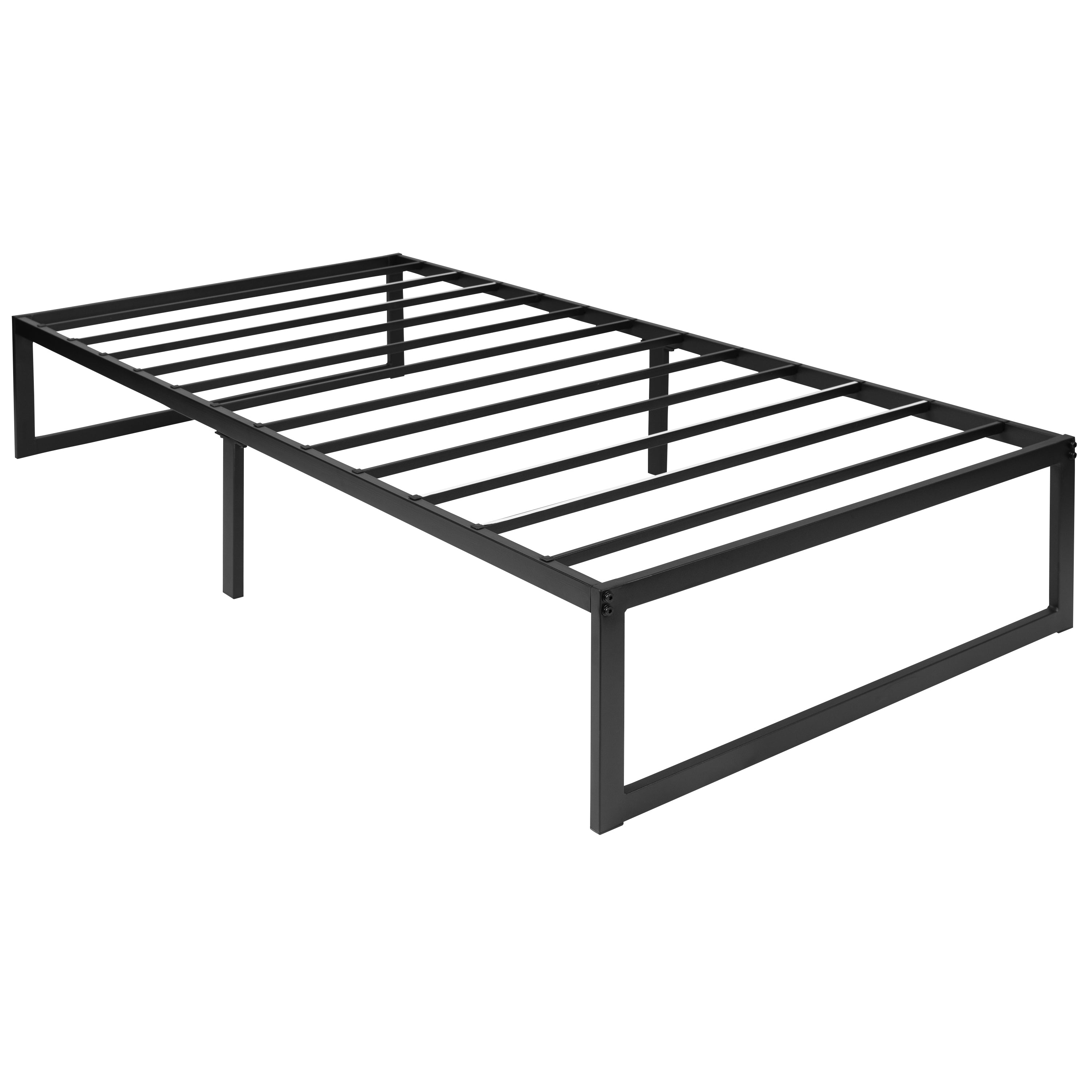 Leo 14 Inch Metal Platform Bed Frame with 12 Inch Pocket Spring Mattress in a Box and 3 inch Cool Gel Memory Foam Topper - Twin