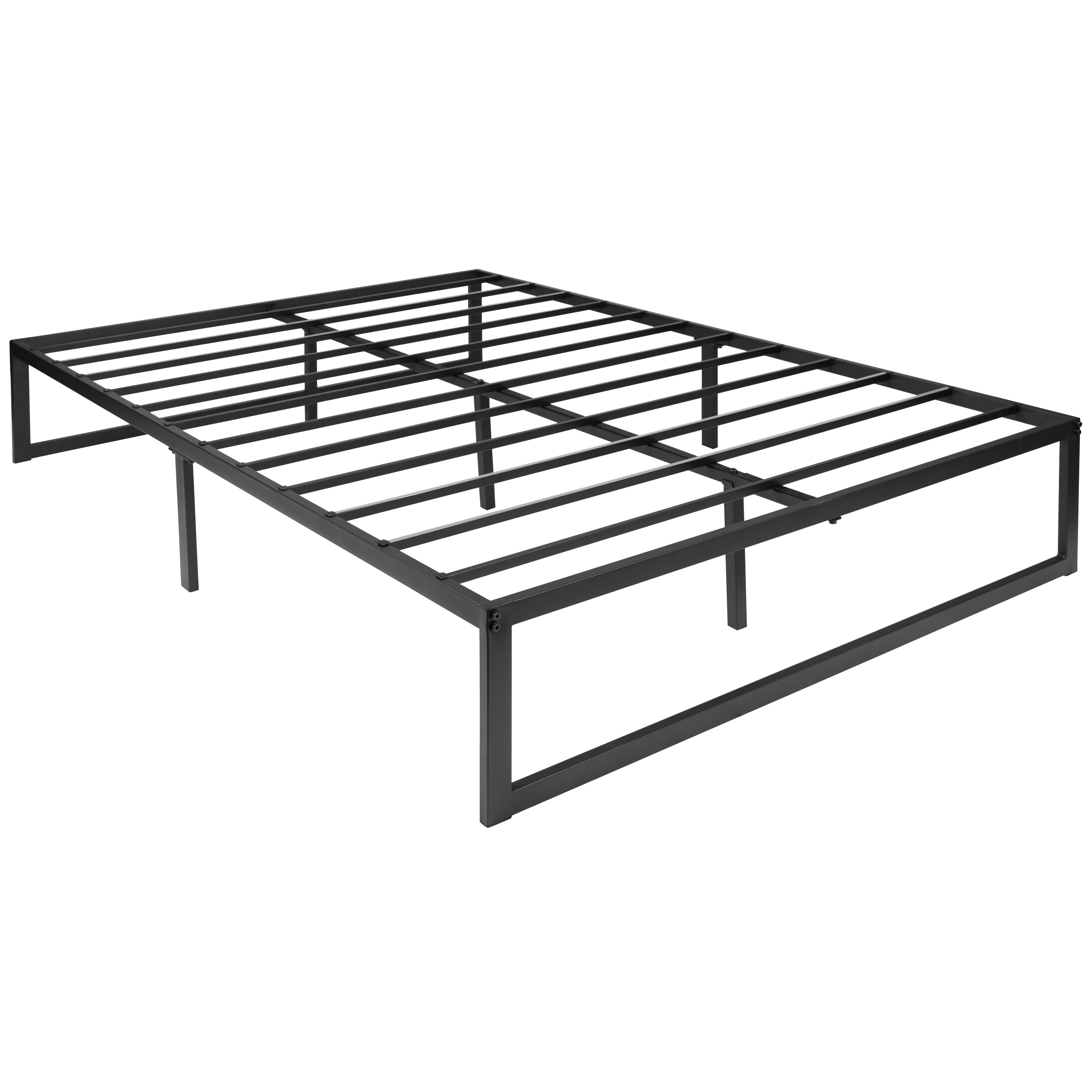 Louis 14 Inch Metal Platform Bed Frame with 10 Inch Pocket Spring Mattress in a Box (No Box Spring Required) - Full