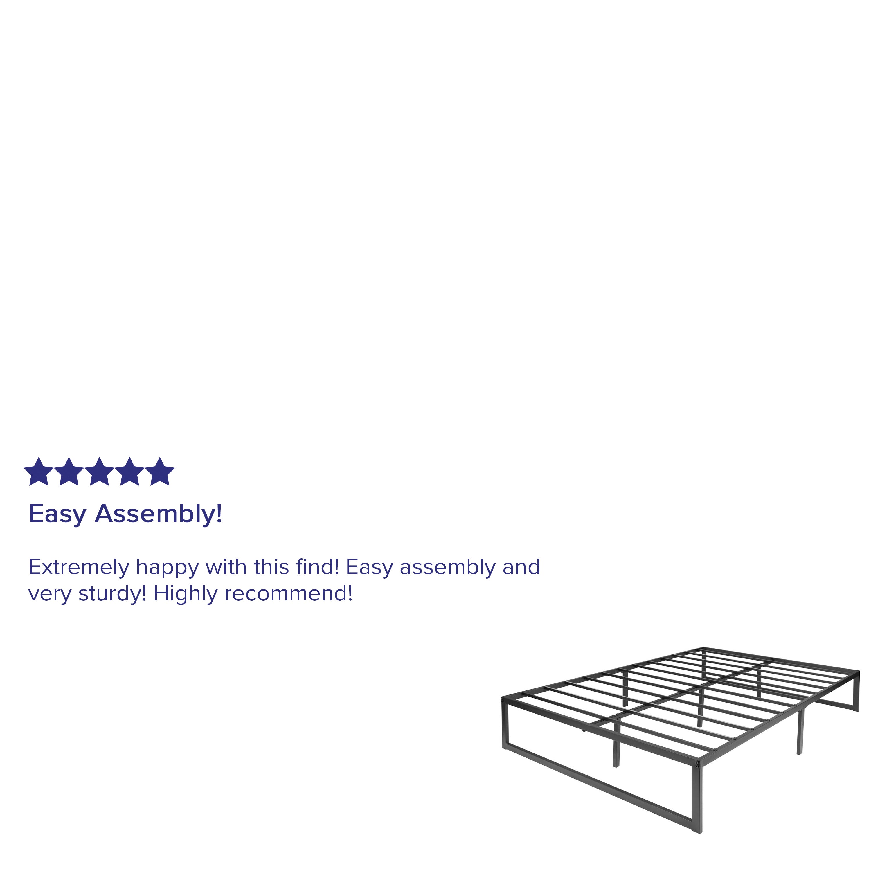 Lana 14 Inch Metal Platform Bed Frame - No Box Spring Needed with Steel Slat Support and Quick Lock Functionality (Full)