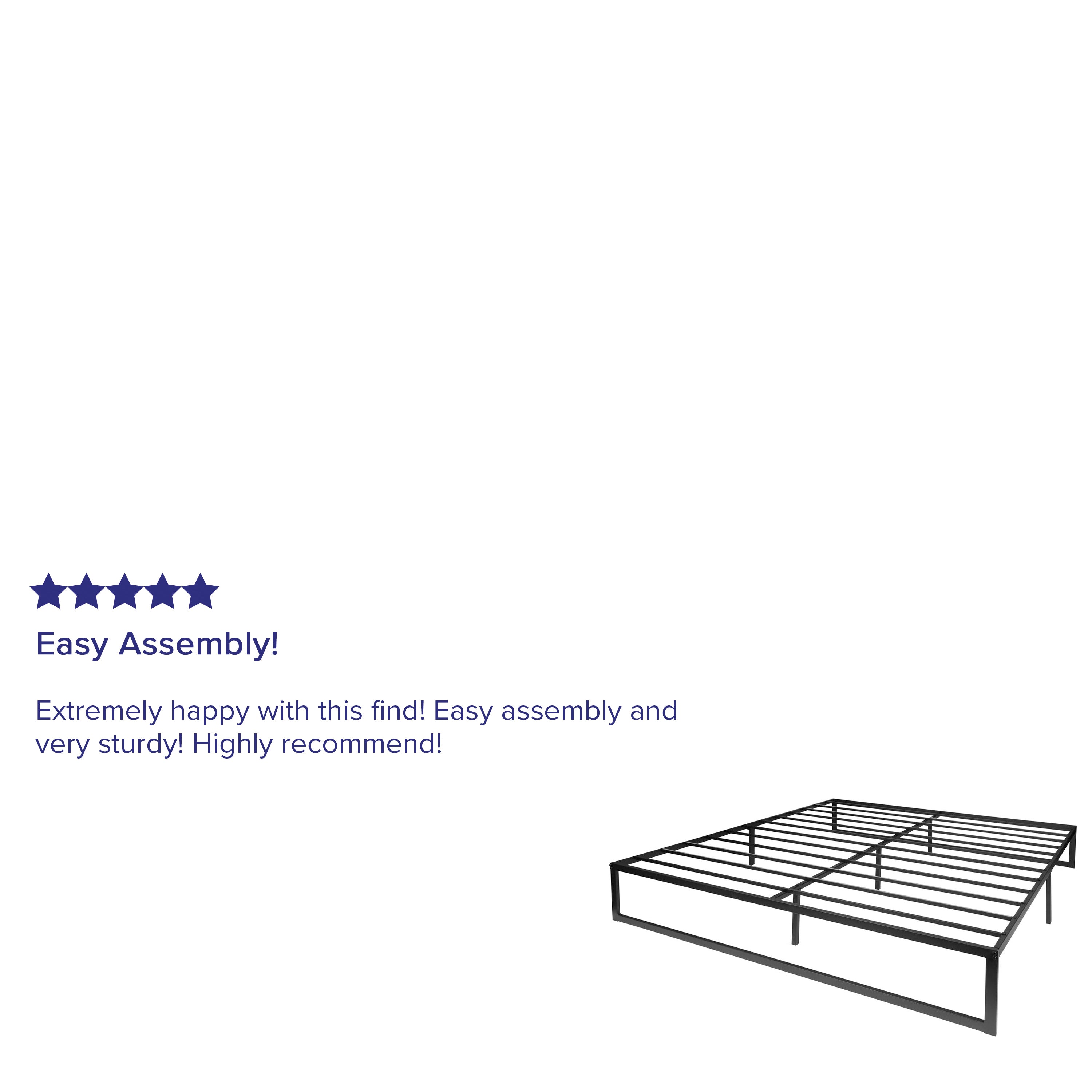 Lana 14 Inch Metal Platform Bed Frame - No Box Spring Needed with Steel Slat Support and Quick Lock Functionality (King)