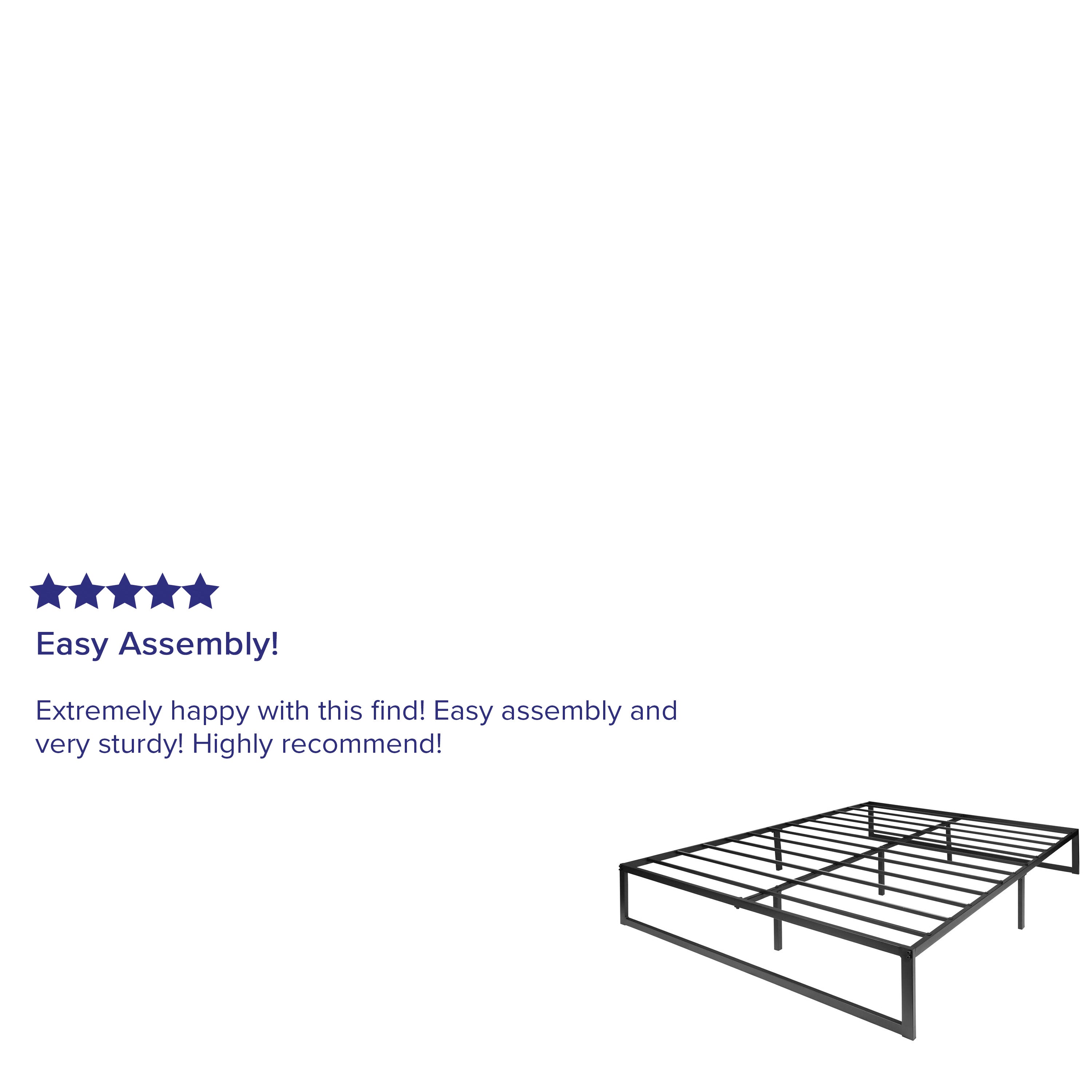 Lana 14 Inch Metal Platform Bed Frame - No Box Spring Needed with Steel Slat Support and Quick Lock Functionality (Queen)