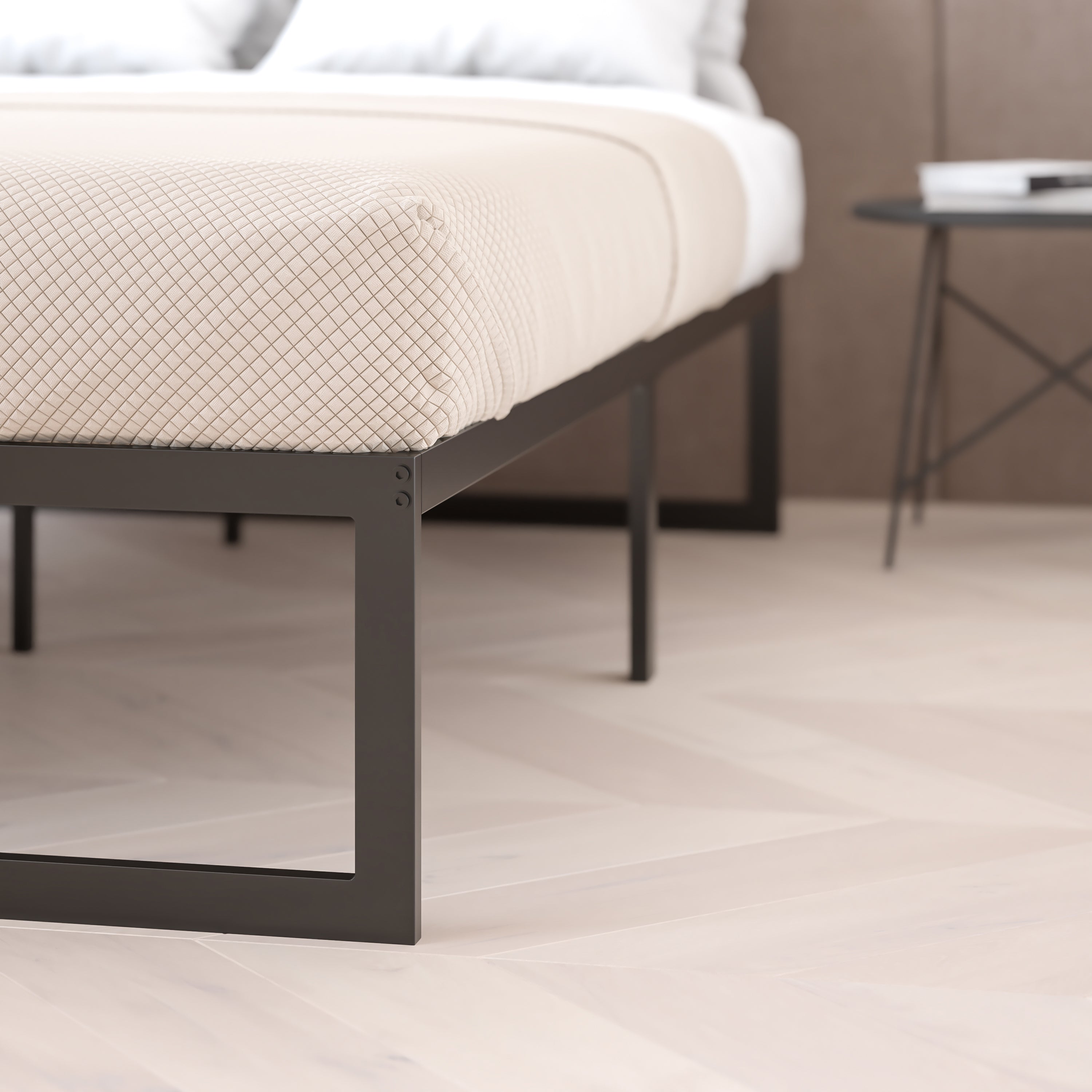 Lana 14 Inch Metal Platform Bed Frame - No Box Spring Needed with Steel Slat Support and Quick Lock Functionality (Twin)