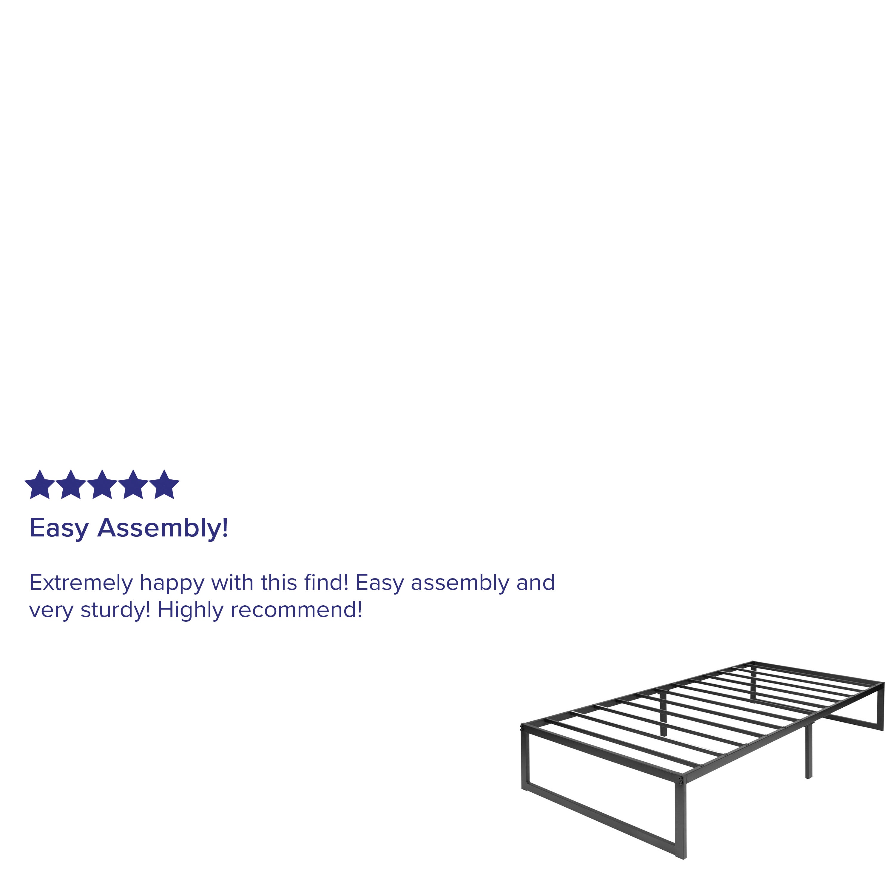 Lana 14 Inch Metal Platform Bed Frame - No Box Spring Needed with Steel Slat Support and Quick Lock Functionality (Twin)