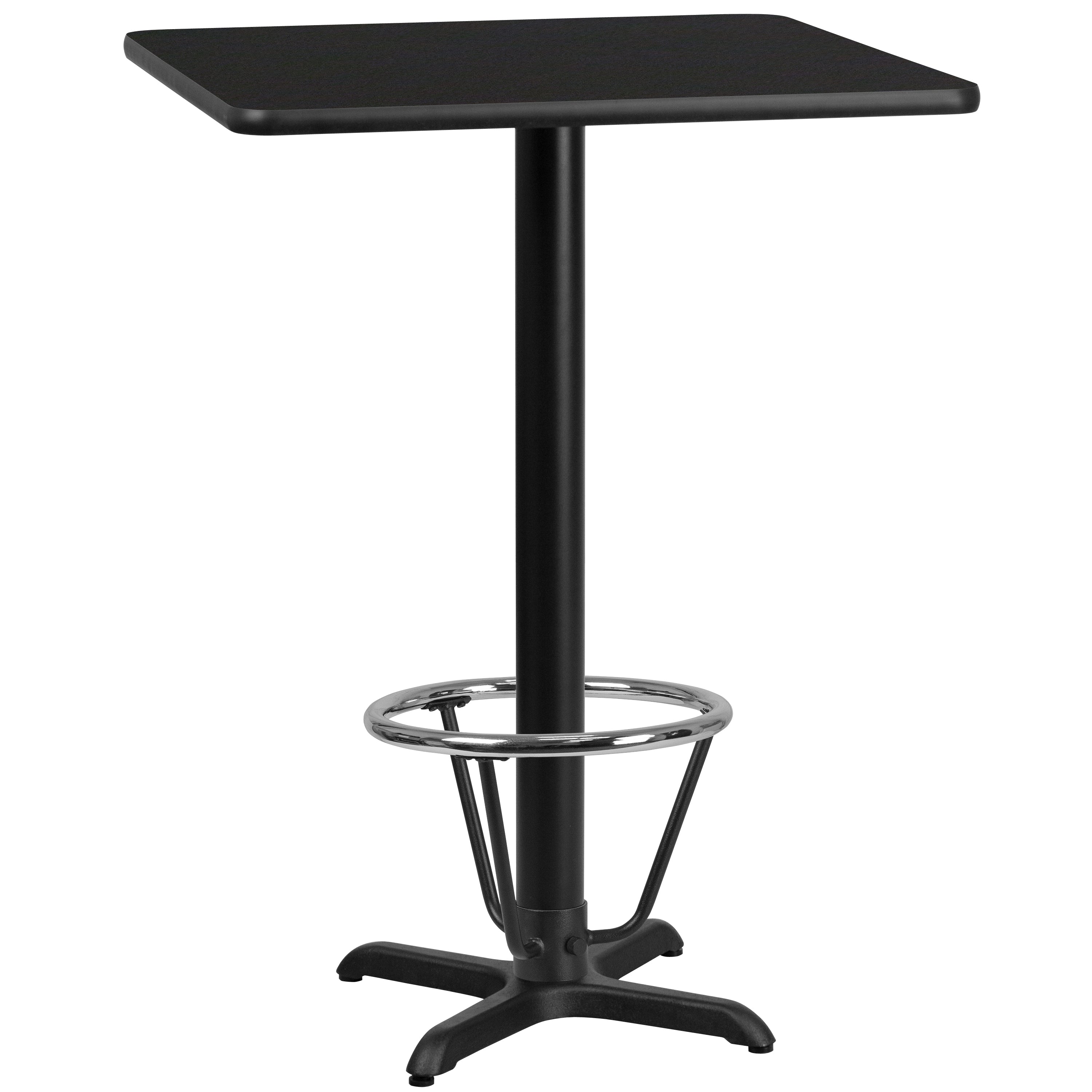 Stiles 24'' Square Black Laminate Table Top with 22'' x 22'' Bar Height Table Base and Foot Ring