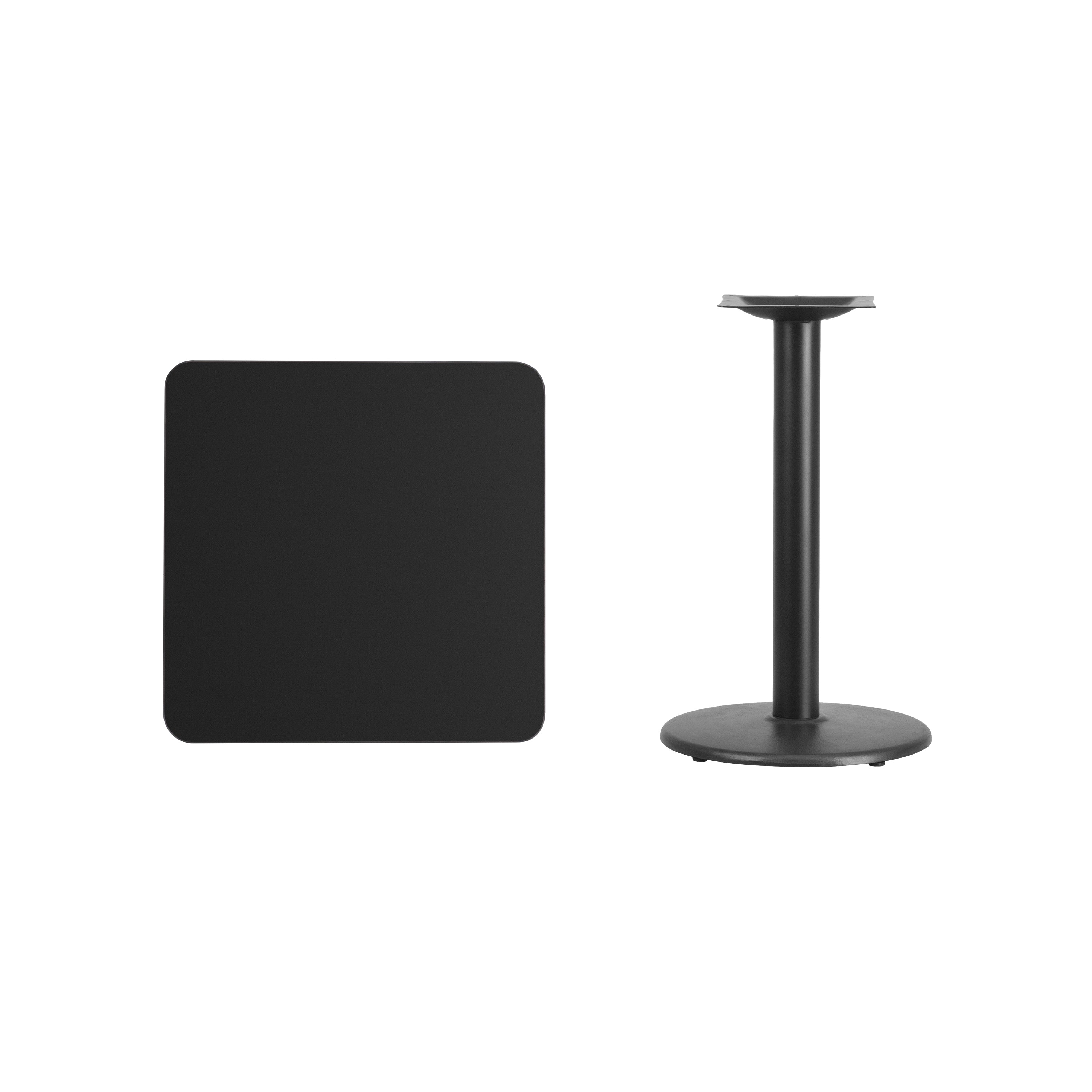Stiles 24'' Square Black Laminate Table Top with 18'' Round Table Height Base