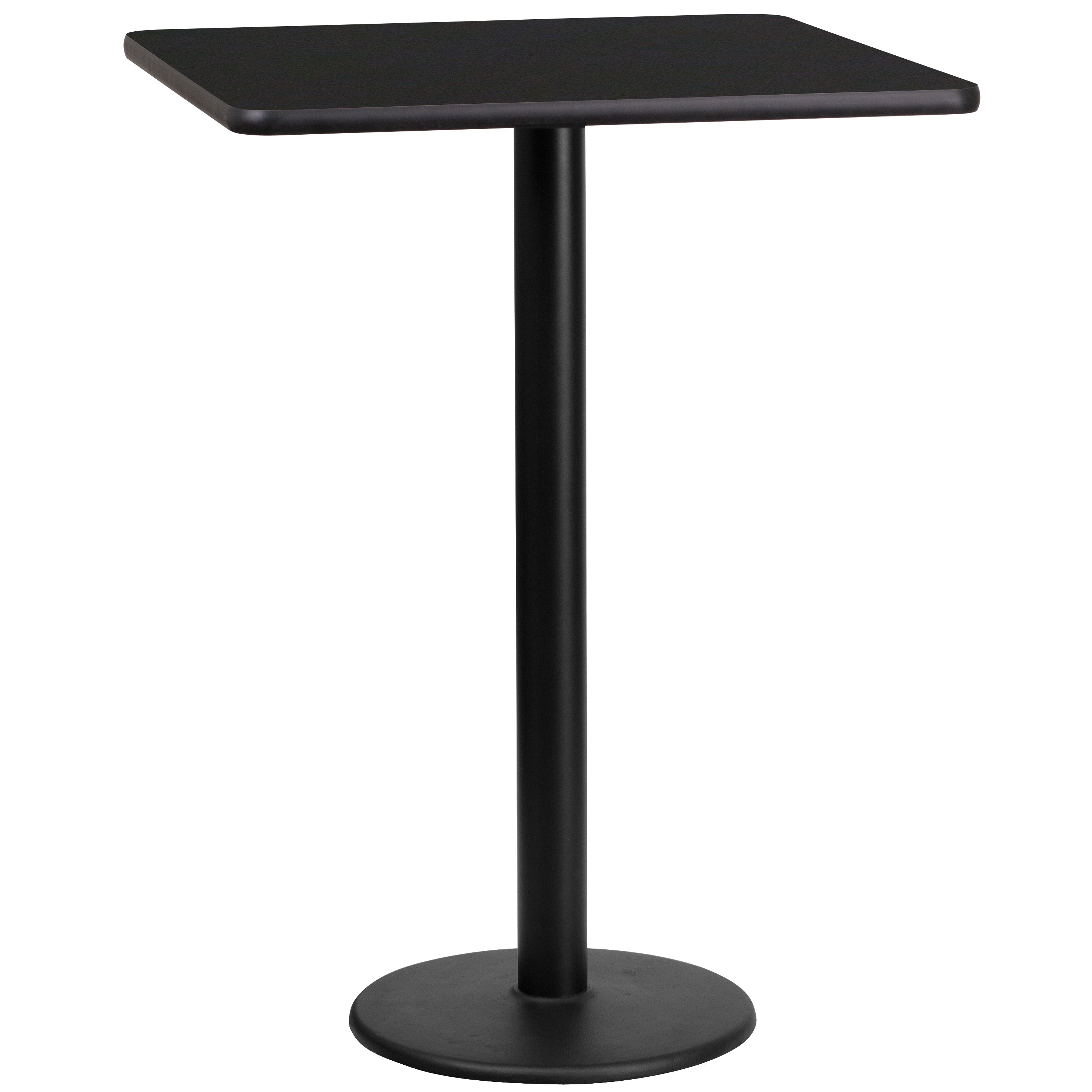 Stiles 24'' Square Black Laminate Table Top with 18'' Round Bar Height Table Base