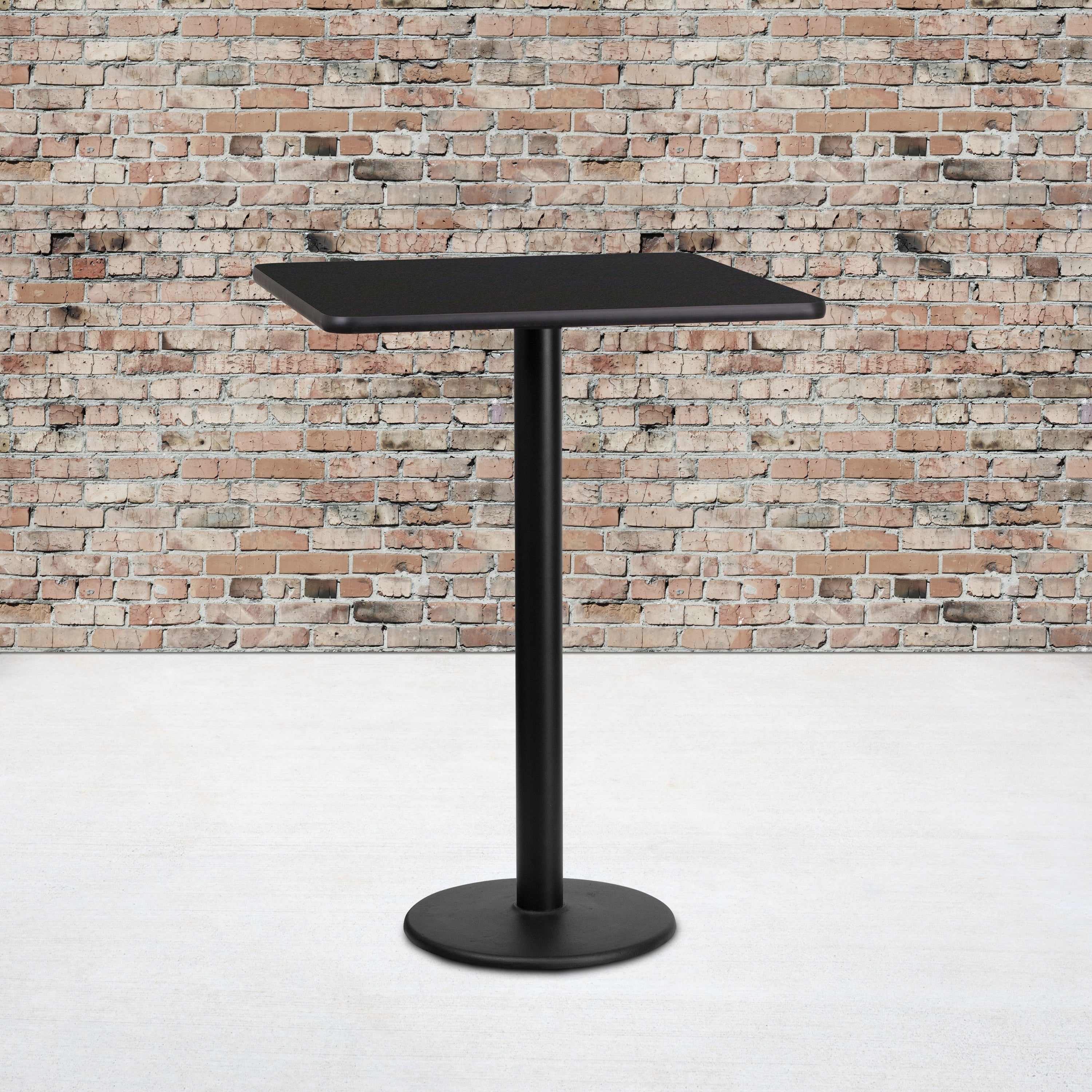 Stiles 24'' Square Black Laminate Table Top with 18'' Round Bar Height Table Base