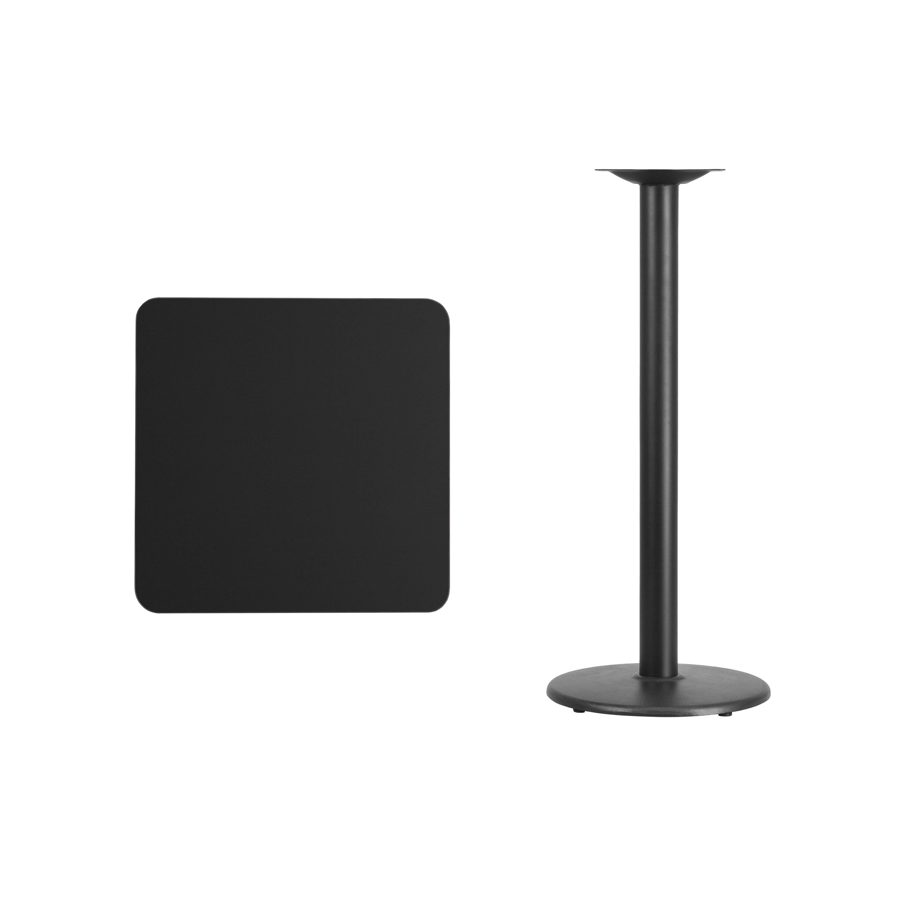 Stiles 24'' Square Black Laminate Table Top with 18'' Round Bar Height Table Base