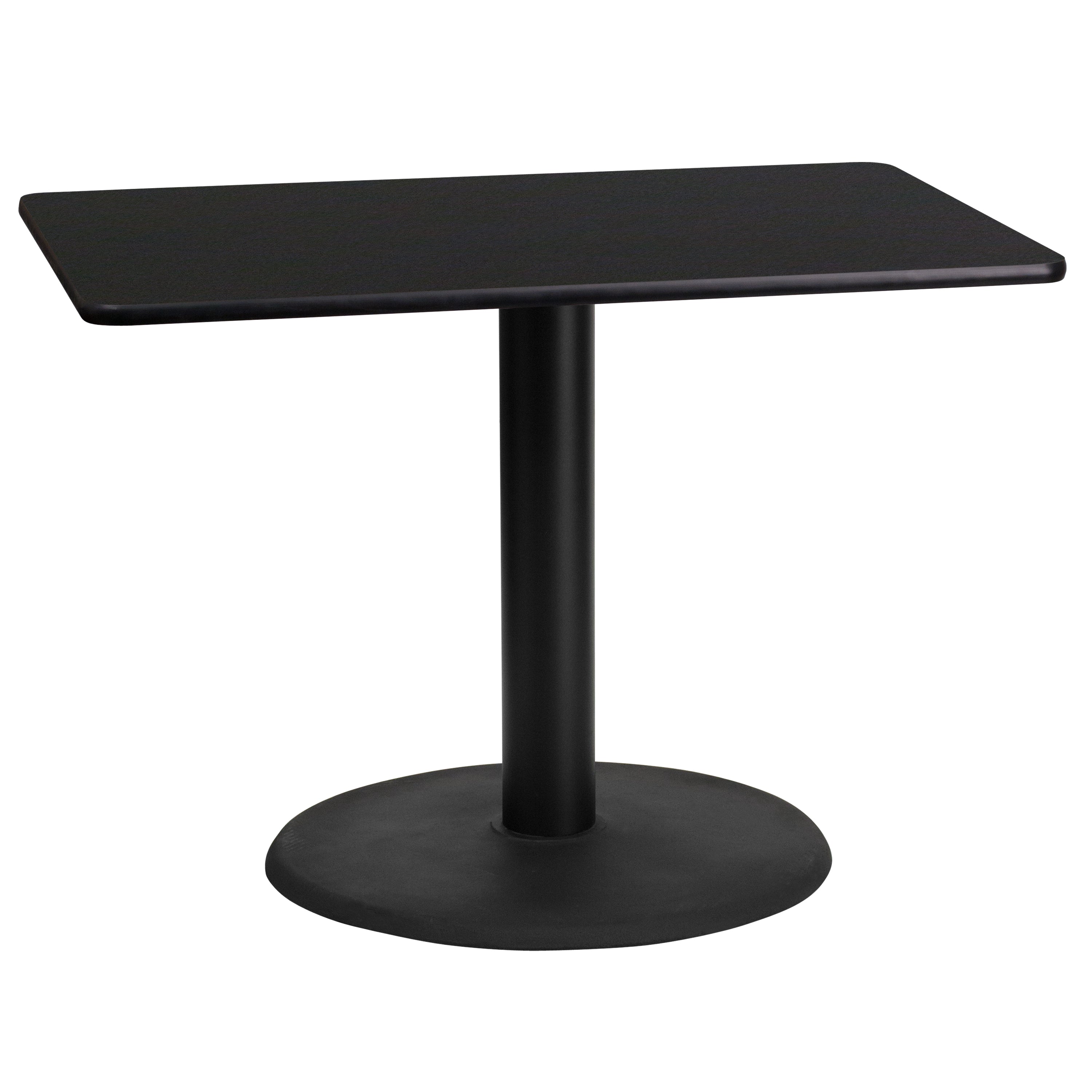 Stiles 24'' x 42'' Rectangular Black Laminate Table Top with 24'' Round Table Height Base