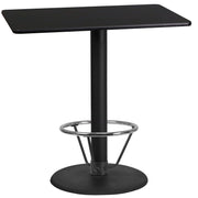 Stiles 24'' x 42'' Rectangular Black Laminate Table Top with 24'' Round Bar Height Table Base and Foot Ring