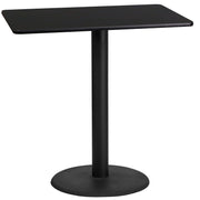 Stiles 24'' x 42'' Rectangular Black Laminate Table Top with 24'' Round Bar Height Table Base