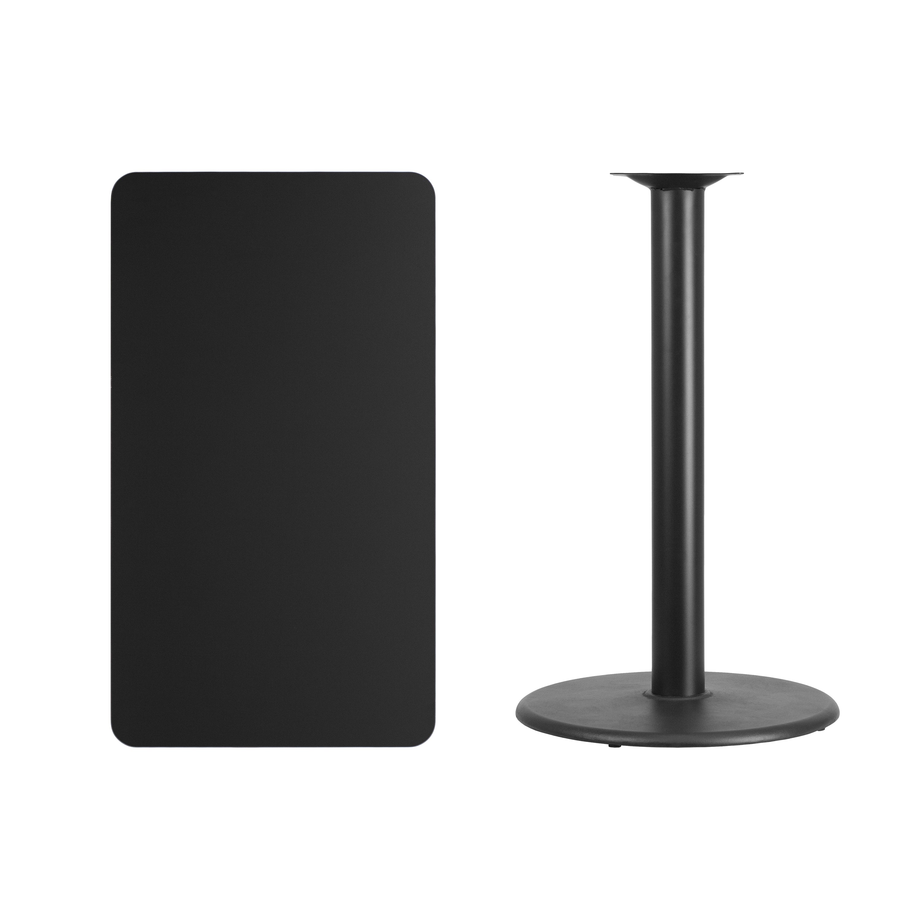 Stiles 24'' x 42'' Rectangular Black Laminate Table Top with 24'' Round Bar Height Table Base