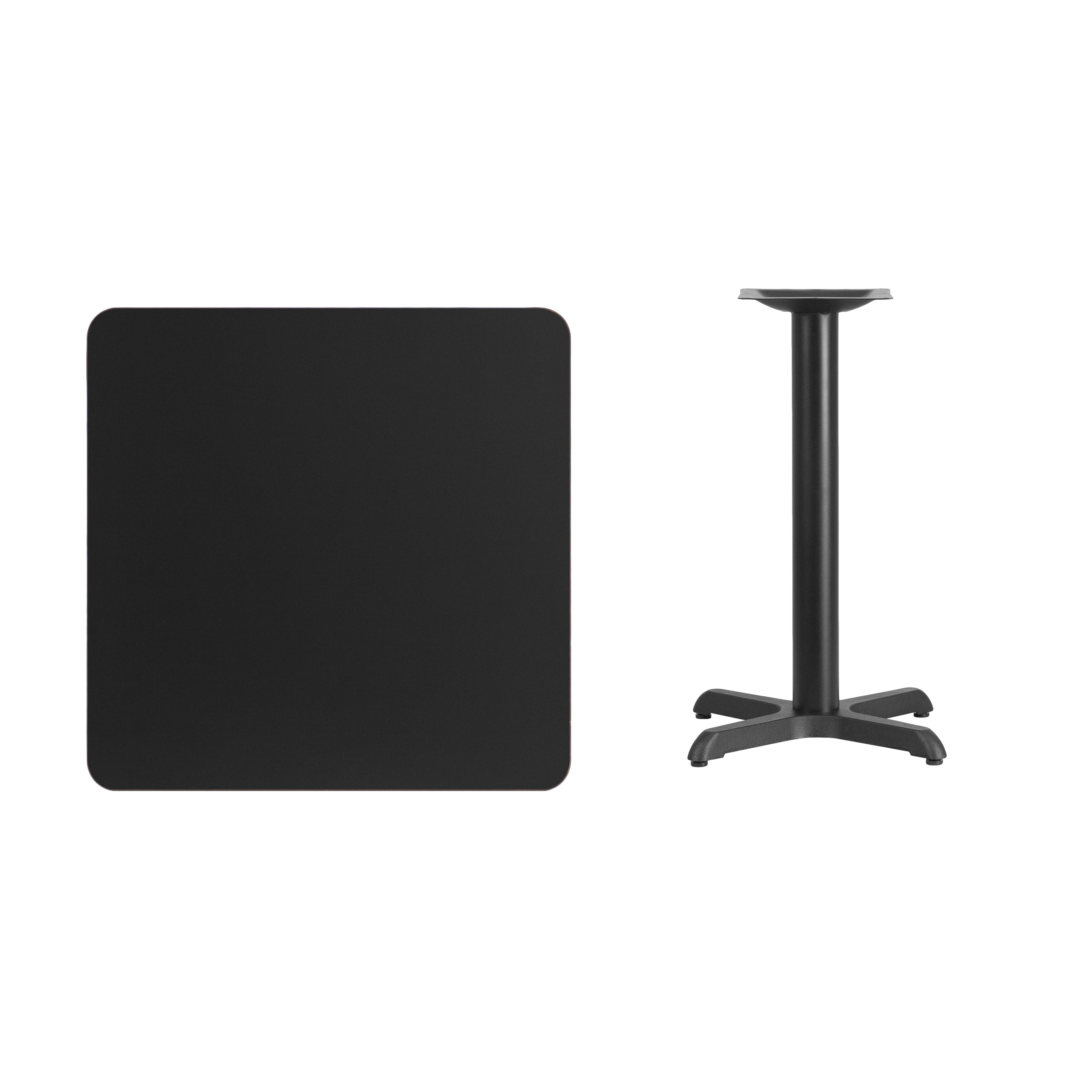 Stiles 30'' Square Black Laminate Table Top with 22'' x 22'' Table Height Base