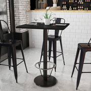 Stiles 30'' Square Black Laminate Table Top with 18'' Round Bar Height Table Base and Foot Ring