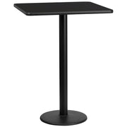 Stiles 30'' Square Black Laminate Table Top with 18'' Round Bar Height Table Base