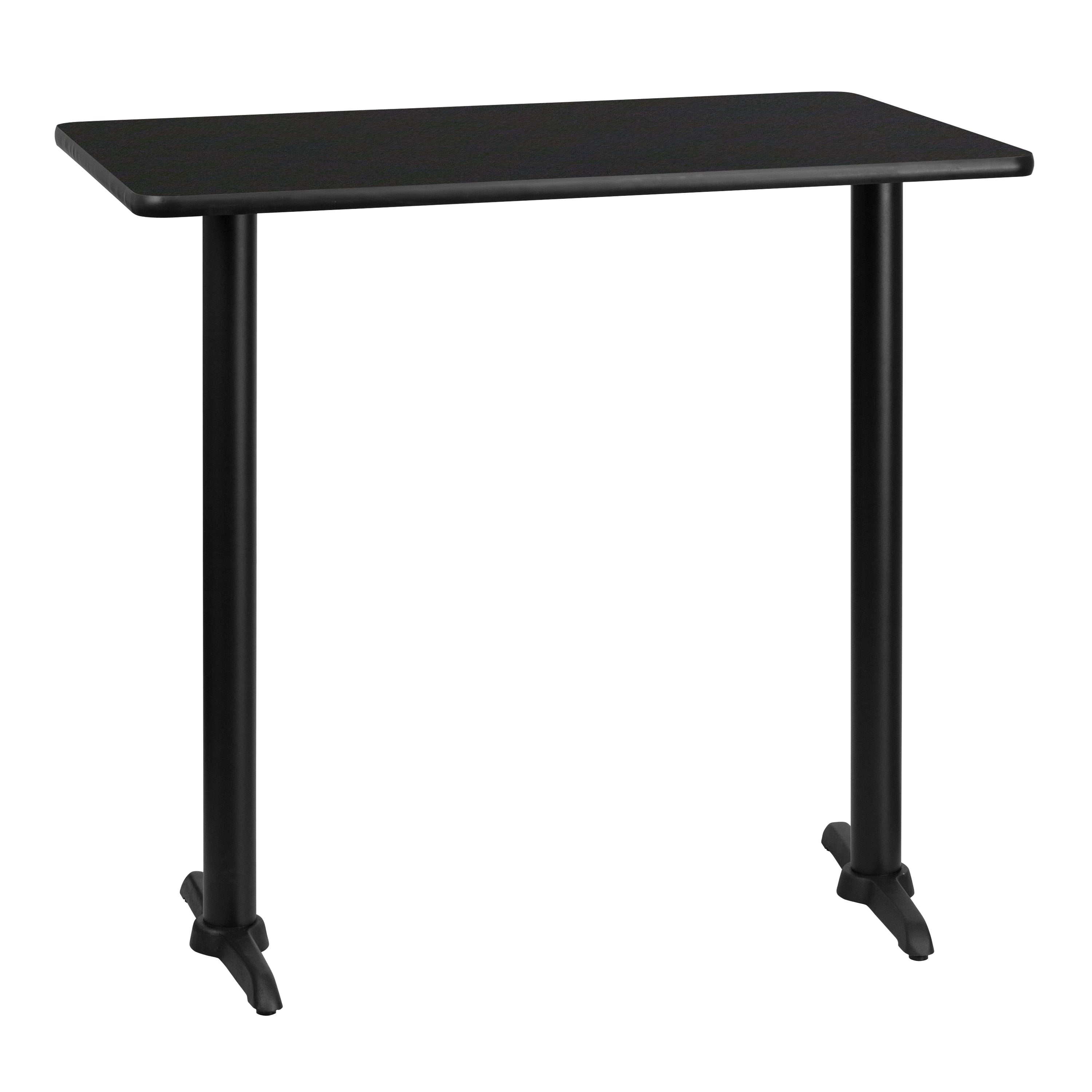 Stiles 30'' x 42'' Rectangular Black Laminate Table Top with 5'' x 22'' Bar Height Table Bases
