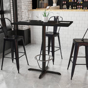 Stiles 30'' x 42'' Rectangular Black Laminate Table Top with 23.5'' x 29.5'' Bar Height Table Base and Foot Ring