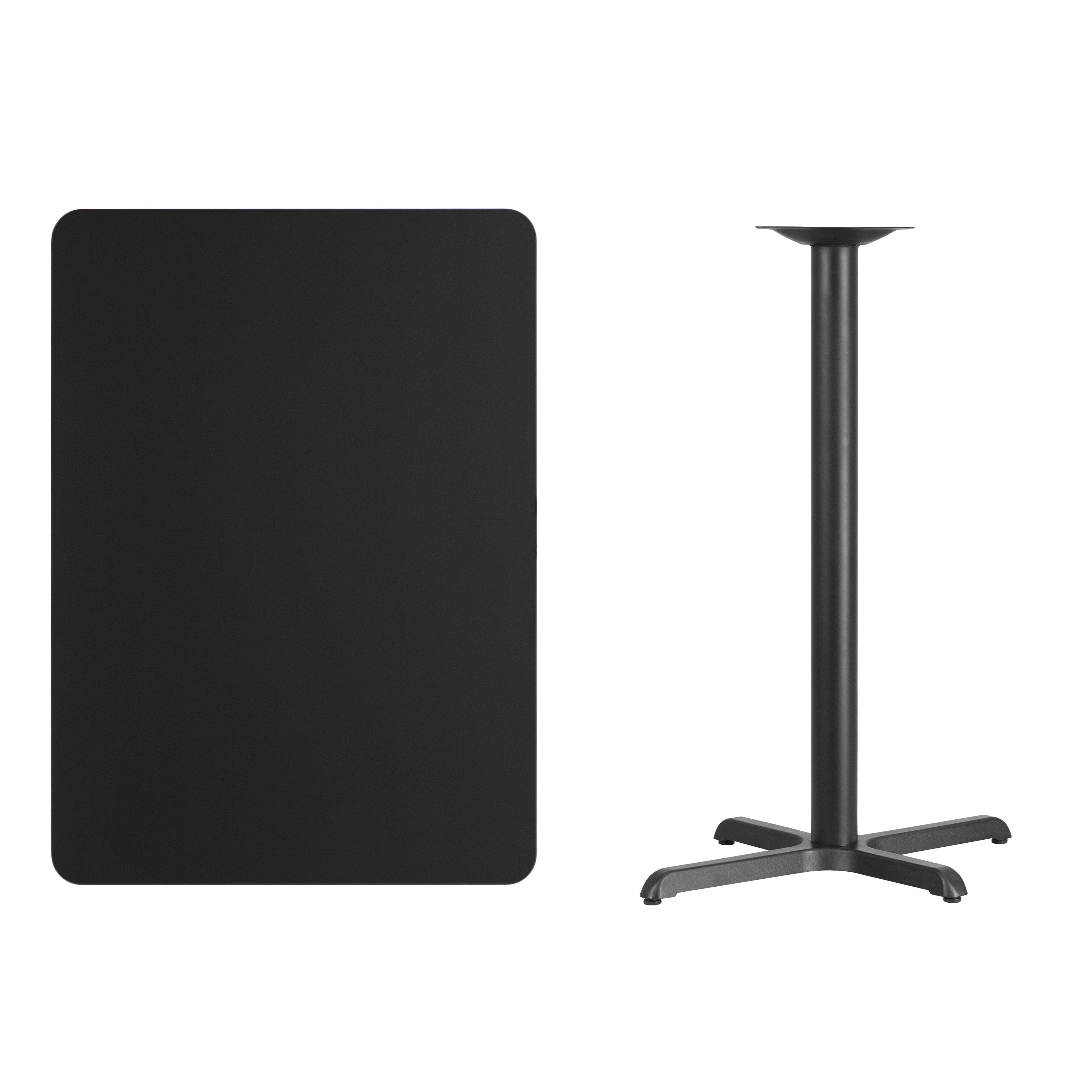 Stiles 30'' x 42'' Rectangular Black Laminate Table Top with 23.5'' x 29.5'' Bar Height Table Base