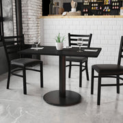 Stiles 30'' x 42'' Rectangular Black Laminate Table Top with 24'' Round Table Height Base