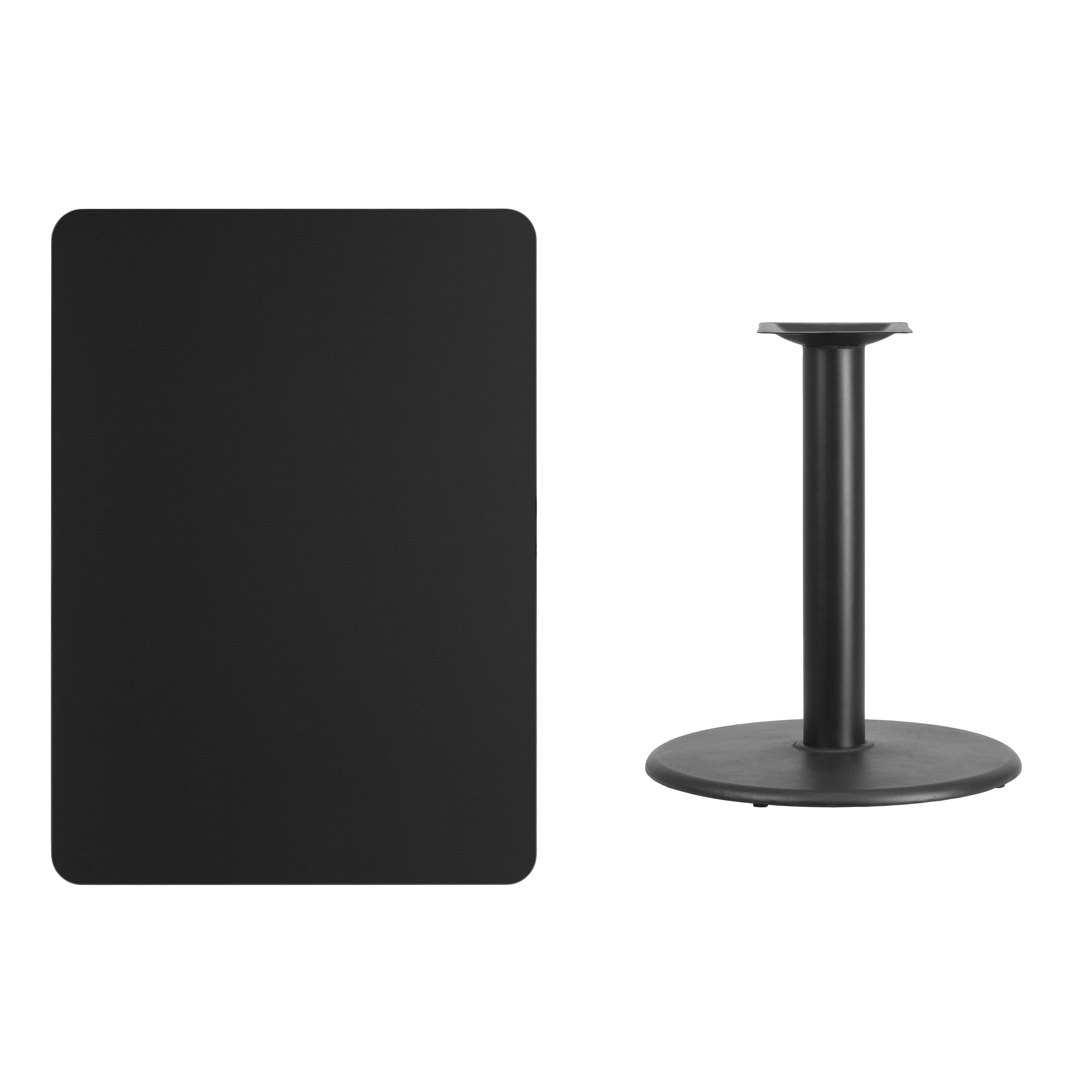 Stiles 30'' x 42'' Rectangular Black Laminate Table Top with 24'' Round Table Height Base