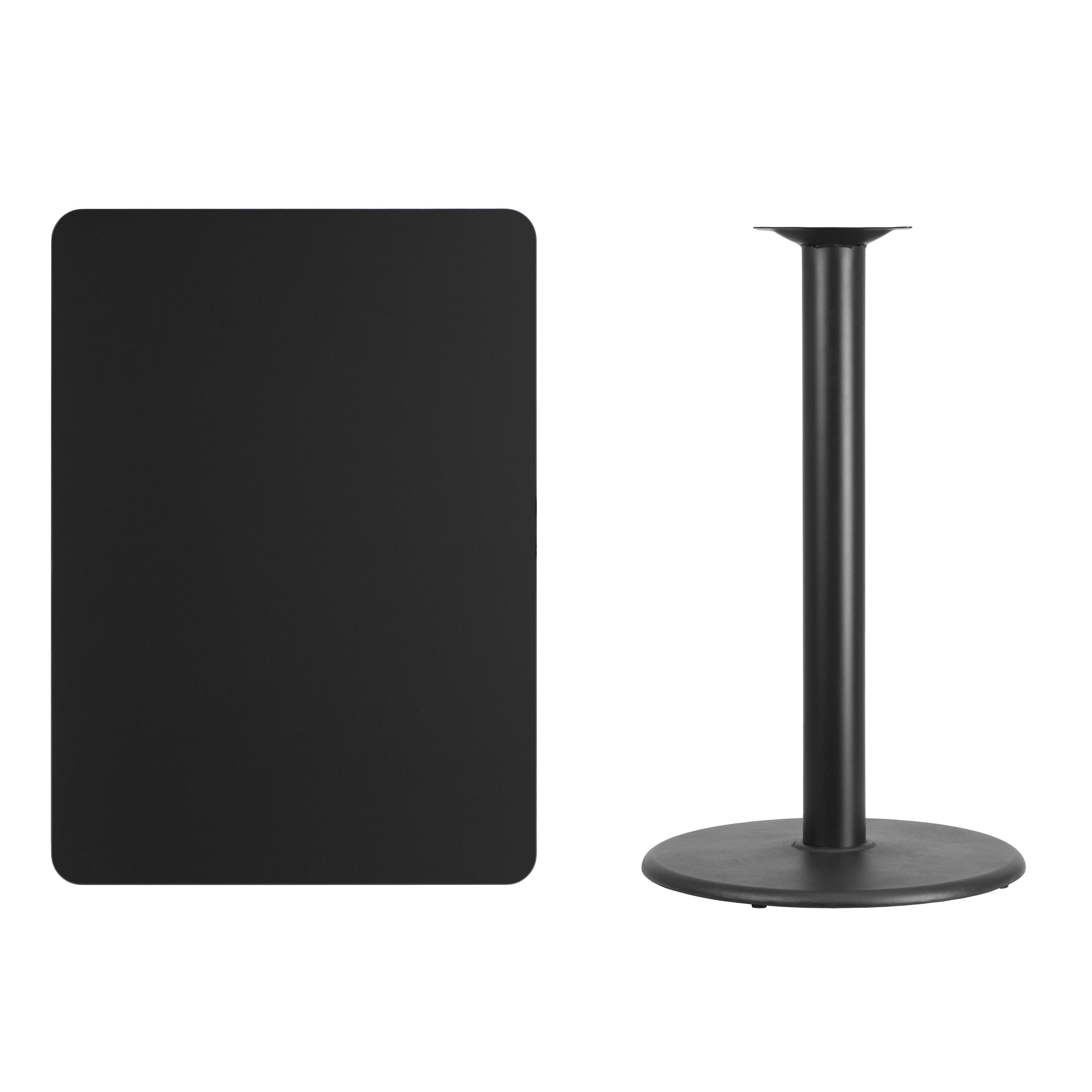 Stiles 30'' x 42'' Rectangular Black Laminate Table Top with 24'' Round Bar Height Table Base