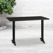 Stiles 30'' x 48'' Rectangular Black Laminate Table Top with 5'' x 22'' Table Height Bases