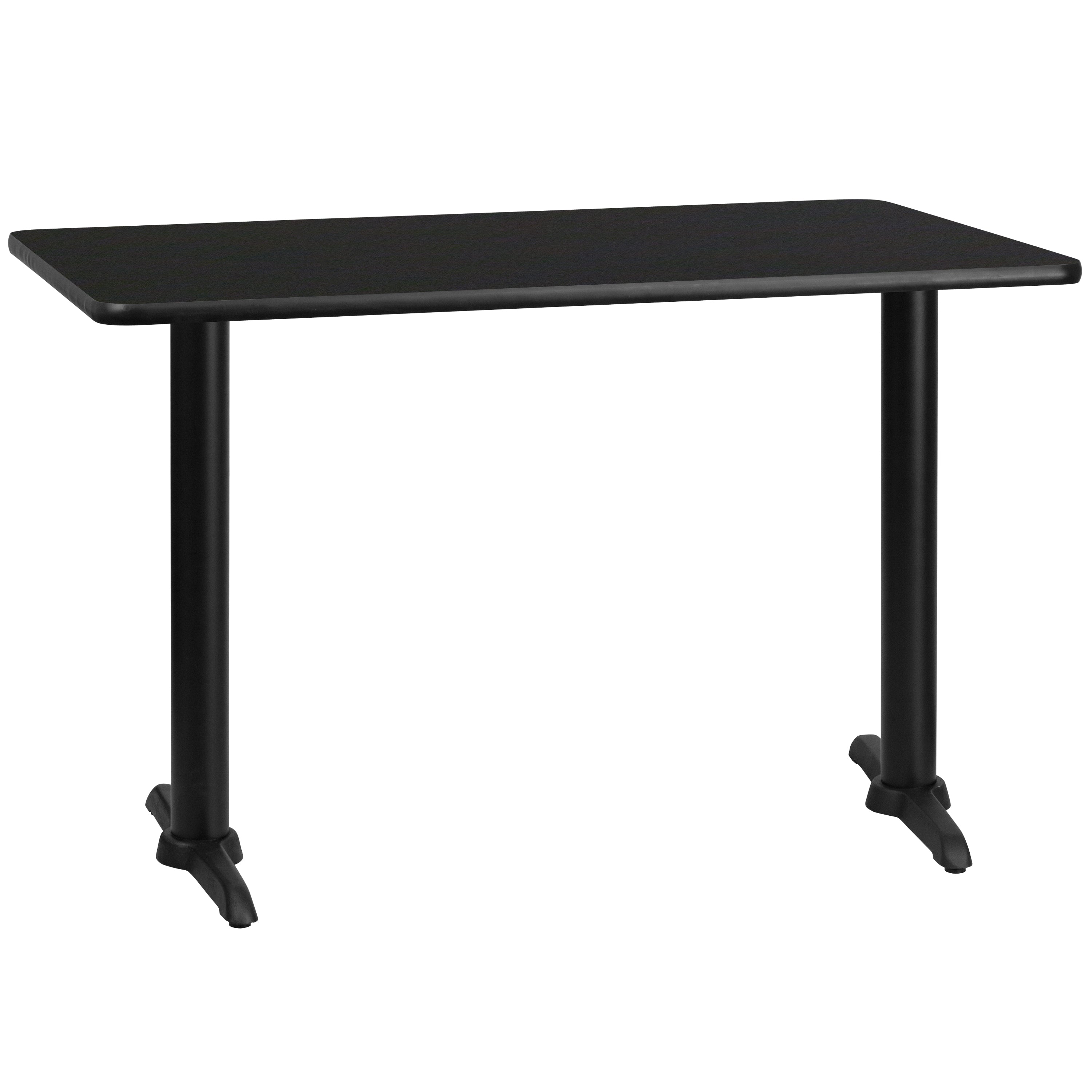 Stiles 30'' x 48'' Rectangular Black Laminate Table Top with 5'' x 22'' Table Height Bases