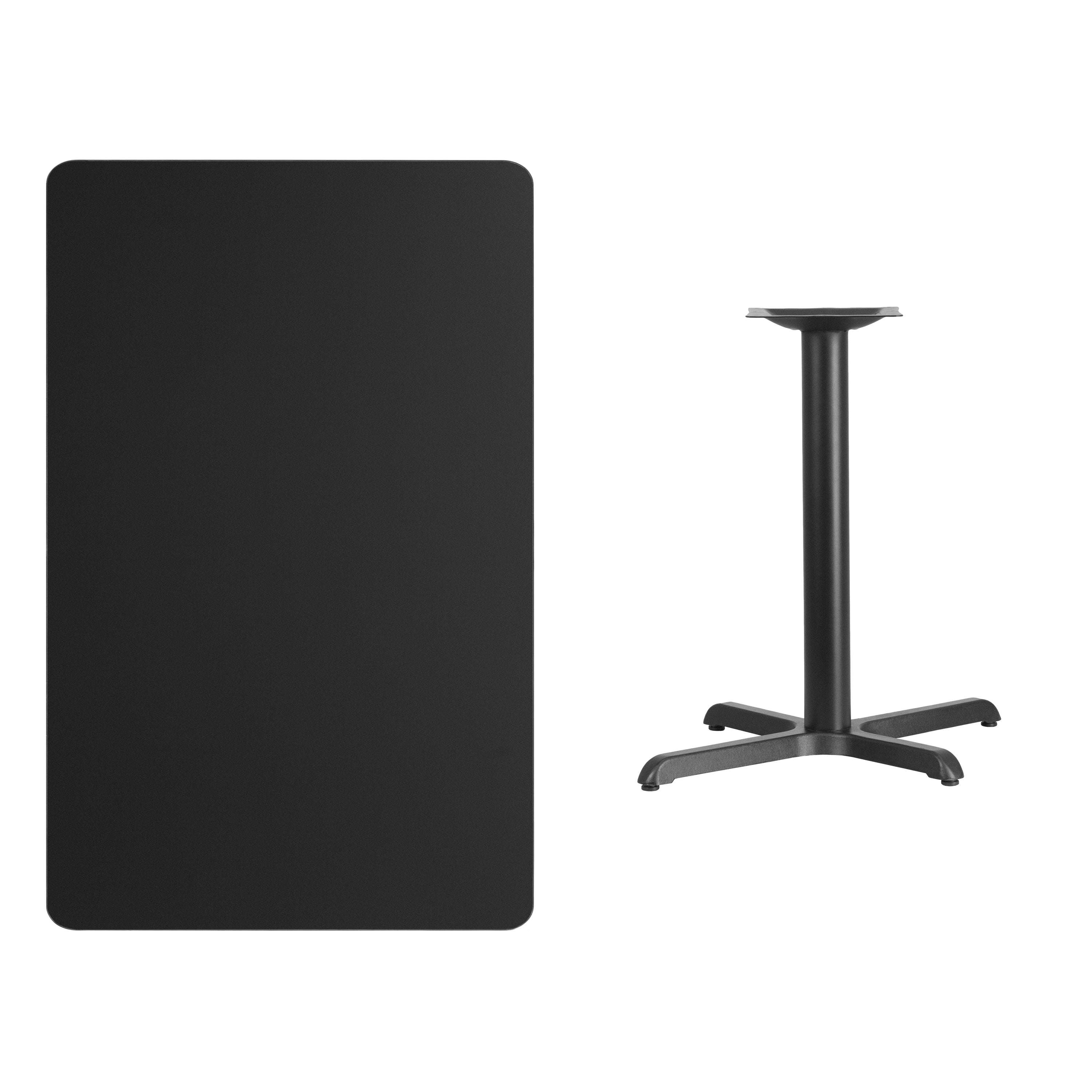 Stiles 30'' x 48'' Rectangular Black Laminate Table Top with 23.5'' x 29.5'' Table Height Base