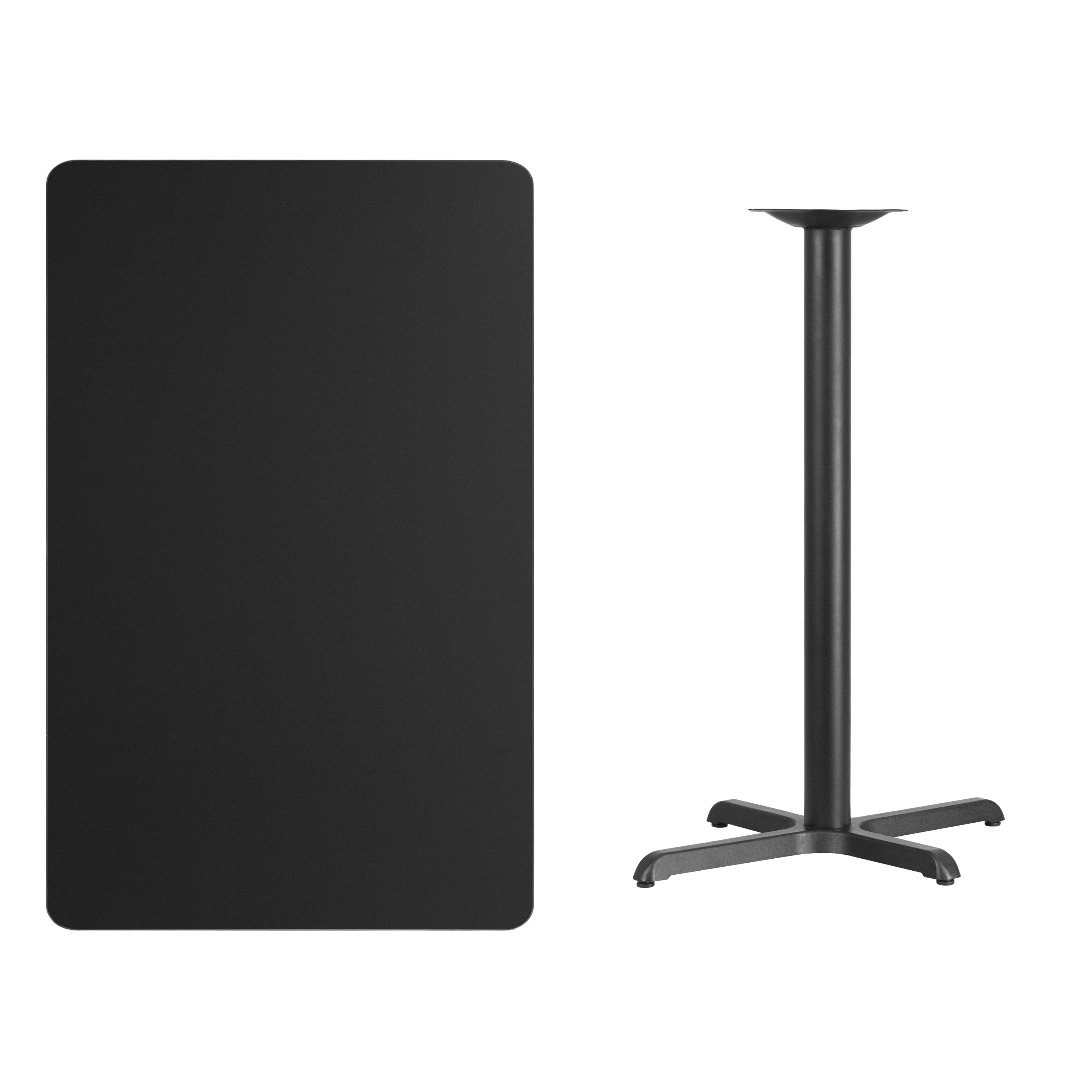 Stiles 30'' x 48'' Rectangular Black Laminate Table Top with 23.5'' x 29.5'' Bar Height Table Base