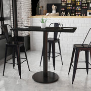 Stiles 30'' x 48'' Rectangular Black Laminate Table Top with 24'' Round Bar Height Table Base