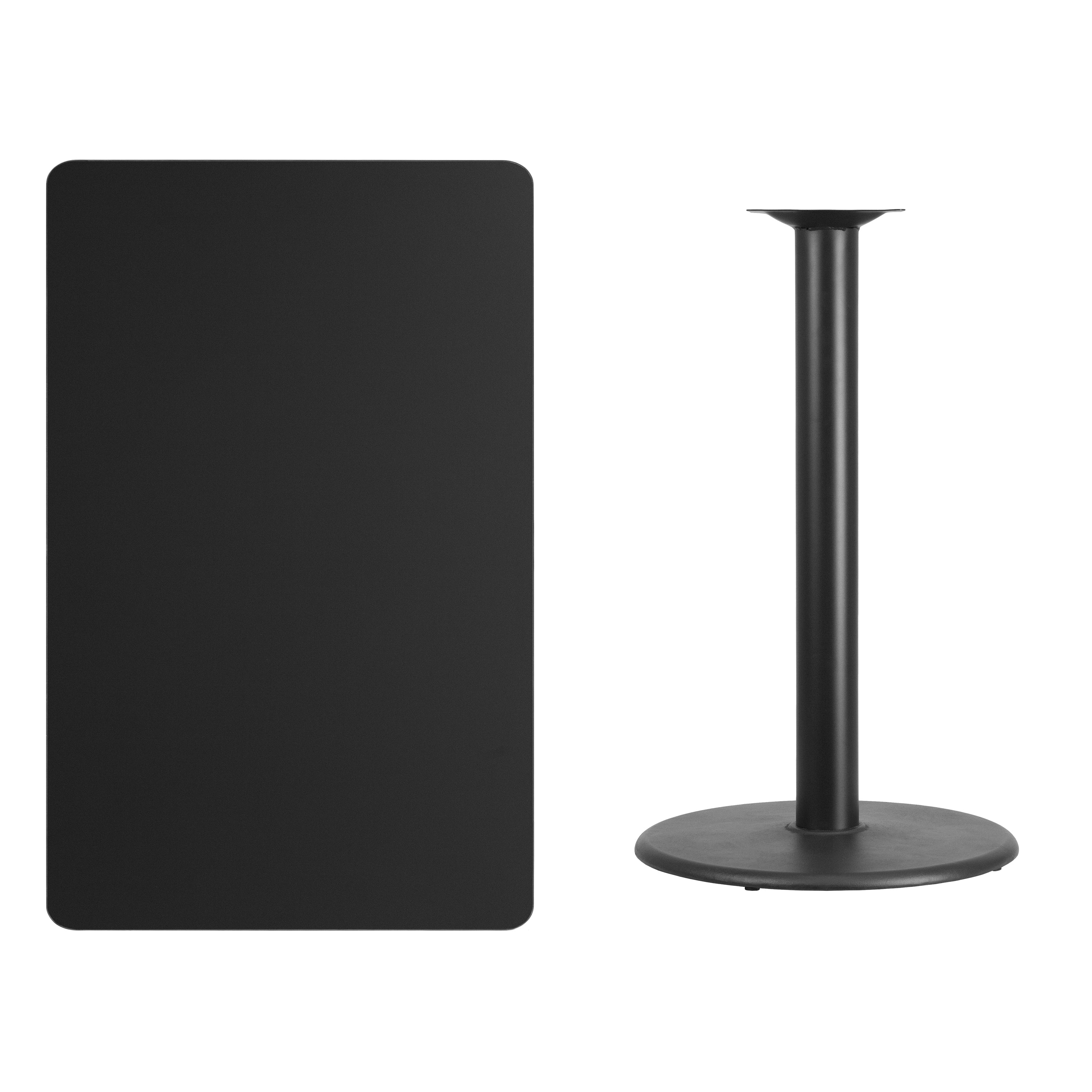 Stiles 30'' x 48'' Rectangular Black Laminate Table Top with 24'' Round Bar Height Table Base