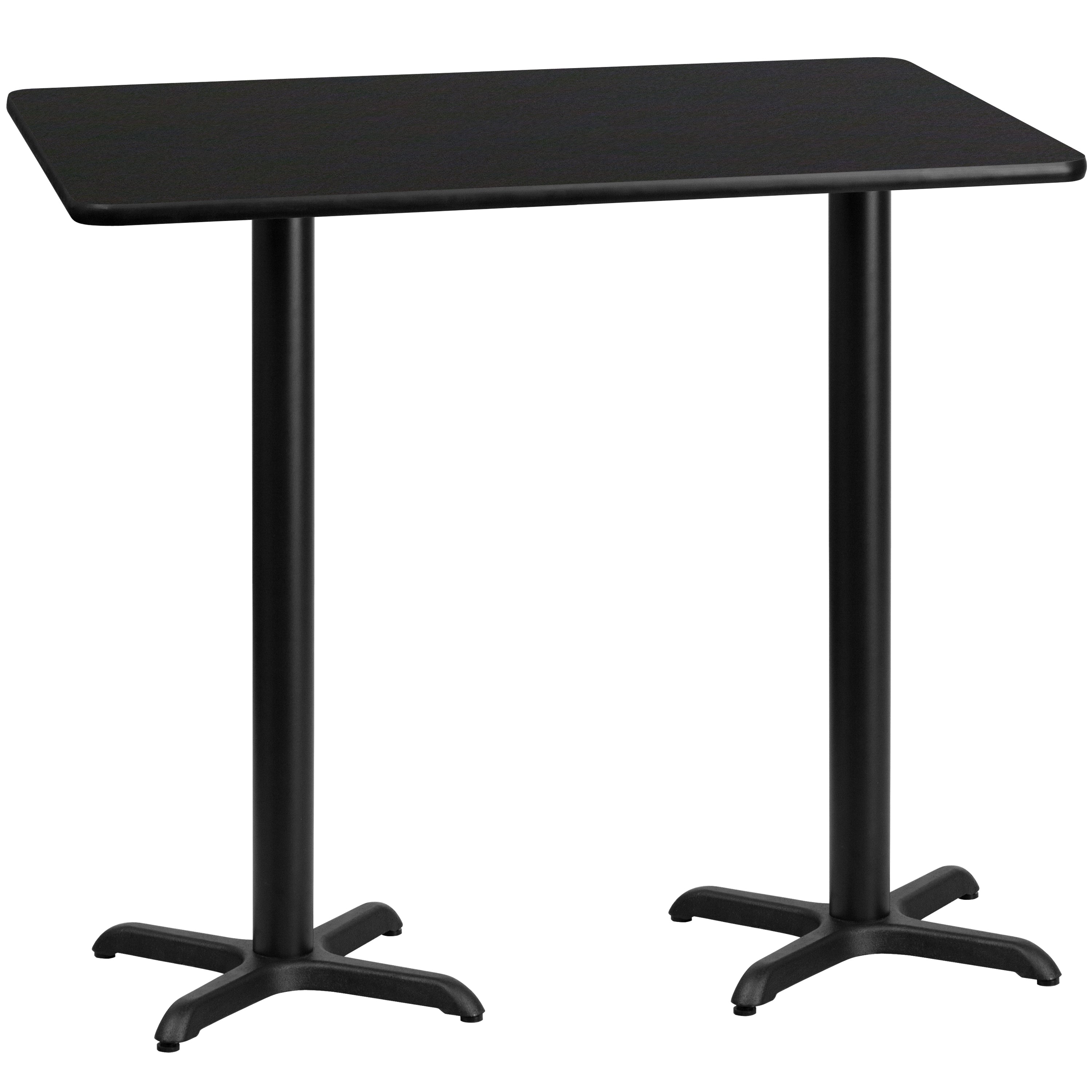 Stiles 30'' x 60'' Rectangular Black Laminate Table Top with 22'' x 22'' Bar Height Table Bases