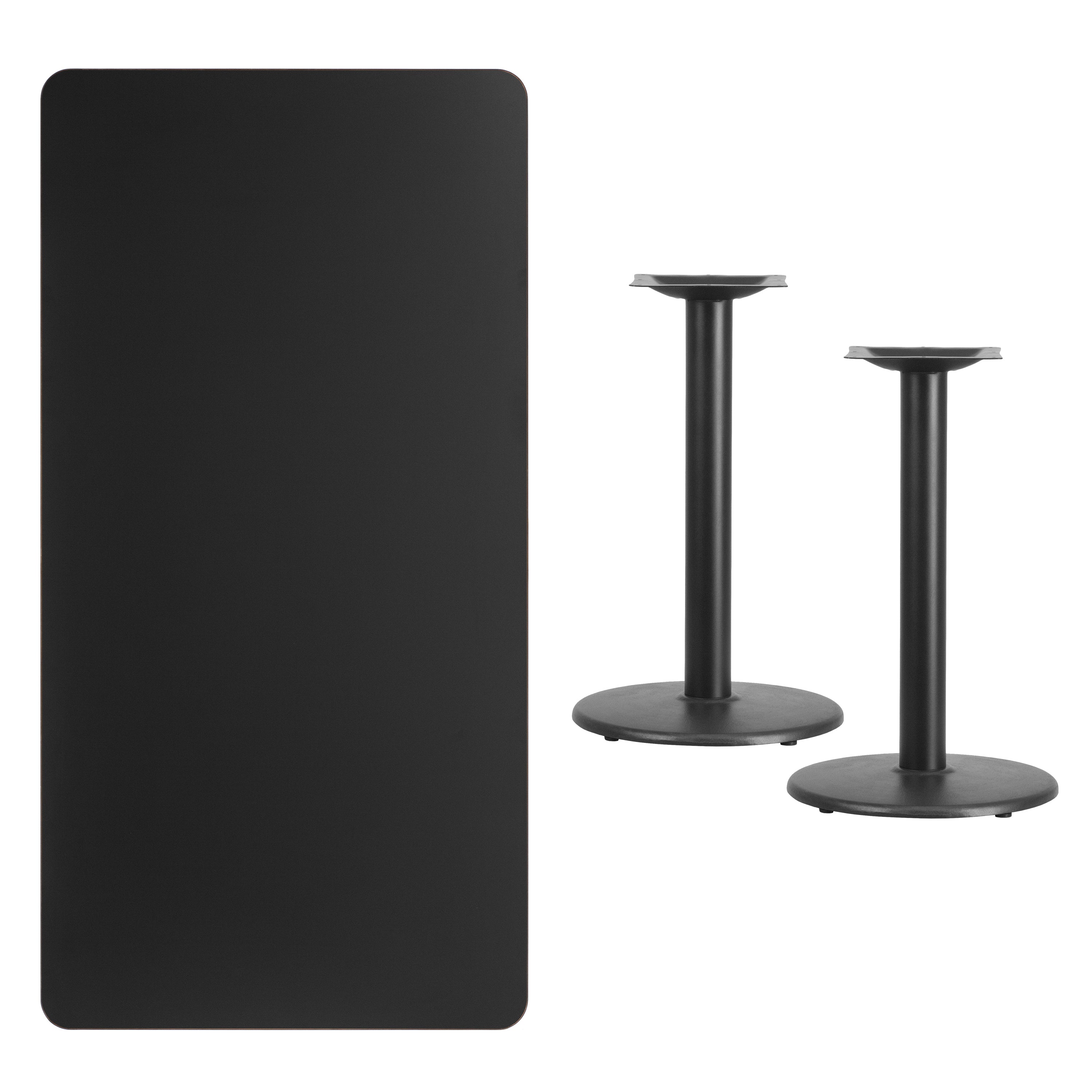 Stiles 30'' x 60'' Rectangular Black Laminate Table Top with 18'' Round Table Height Bases