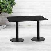 Stiles 30'' x 60'' Rectangular Black Laminate Table Top with 18'' Round Table Height Bases