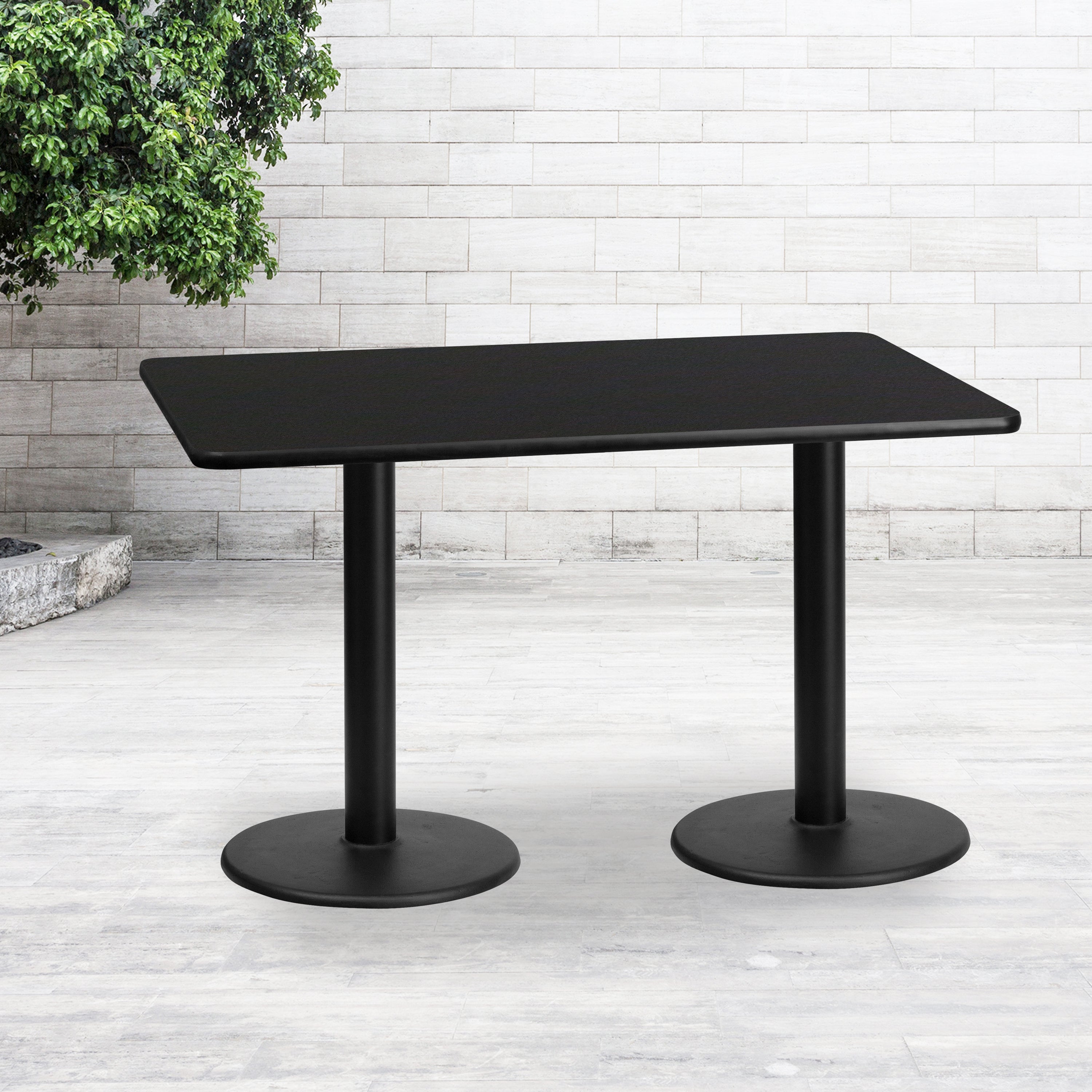 Stiles 30'' x 60'' Rectangular Black Laminate Table Top with 18'' Round Table Height Bases