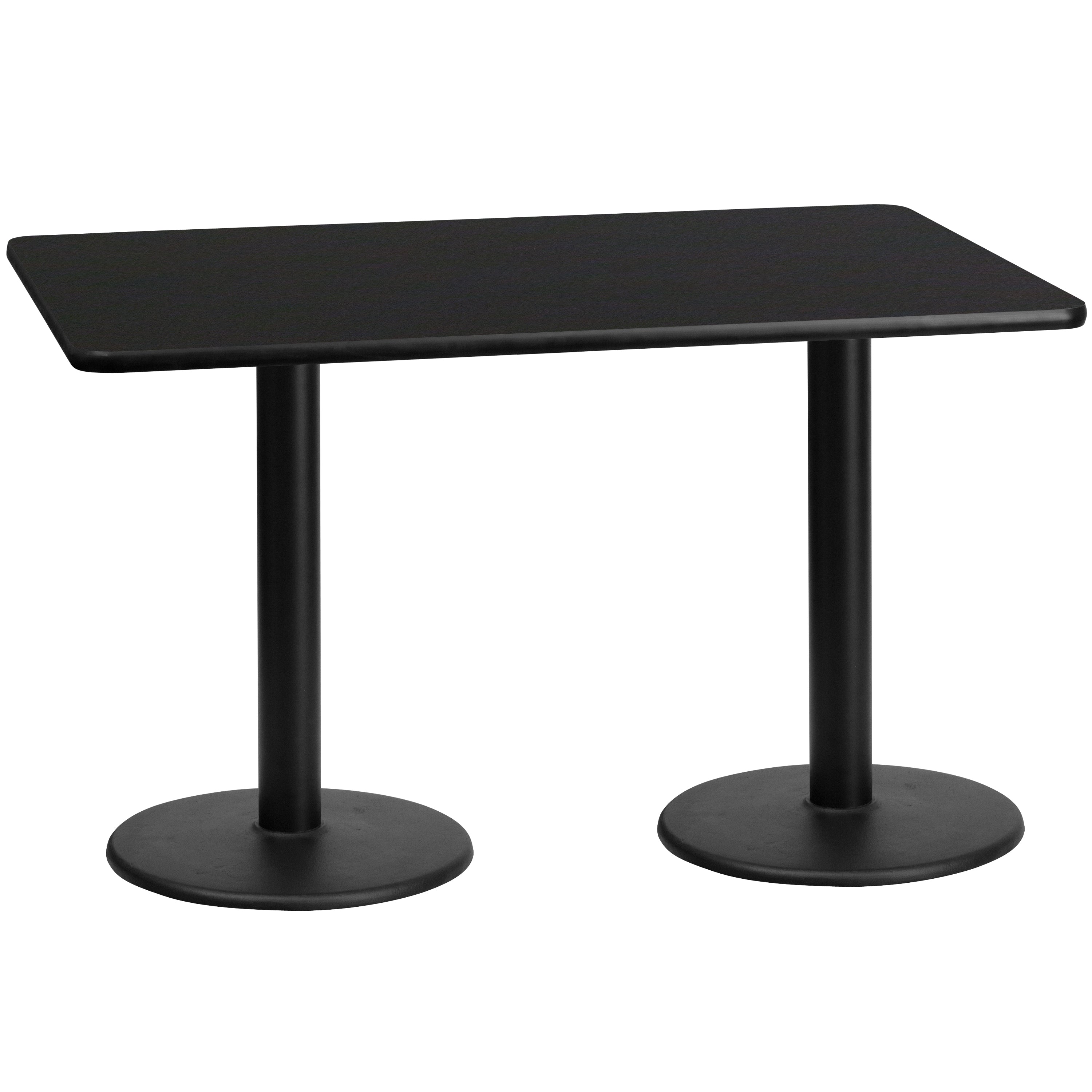 Stiles 30'' x 60'' Rectangular Black Laminate Table Top with 18'' Round Table Height Bases