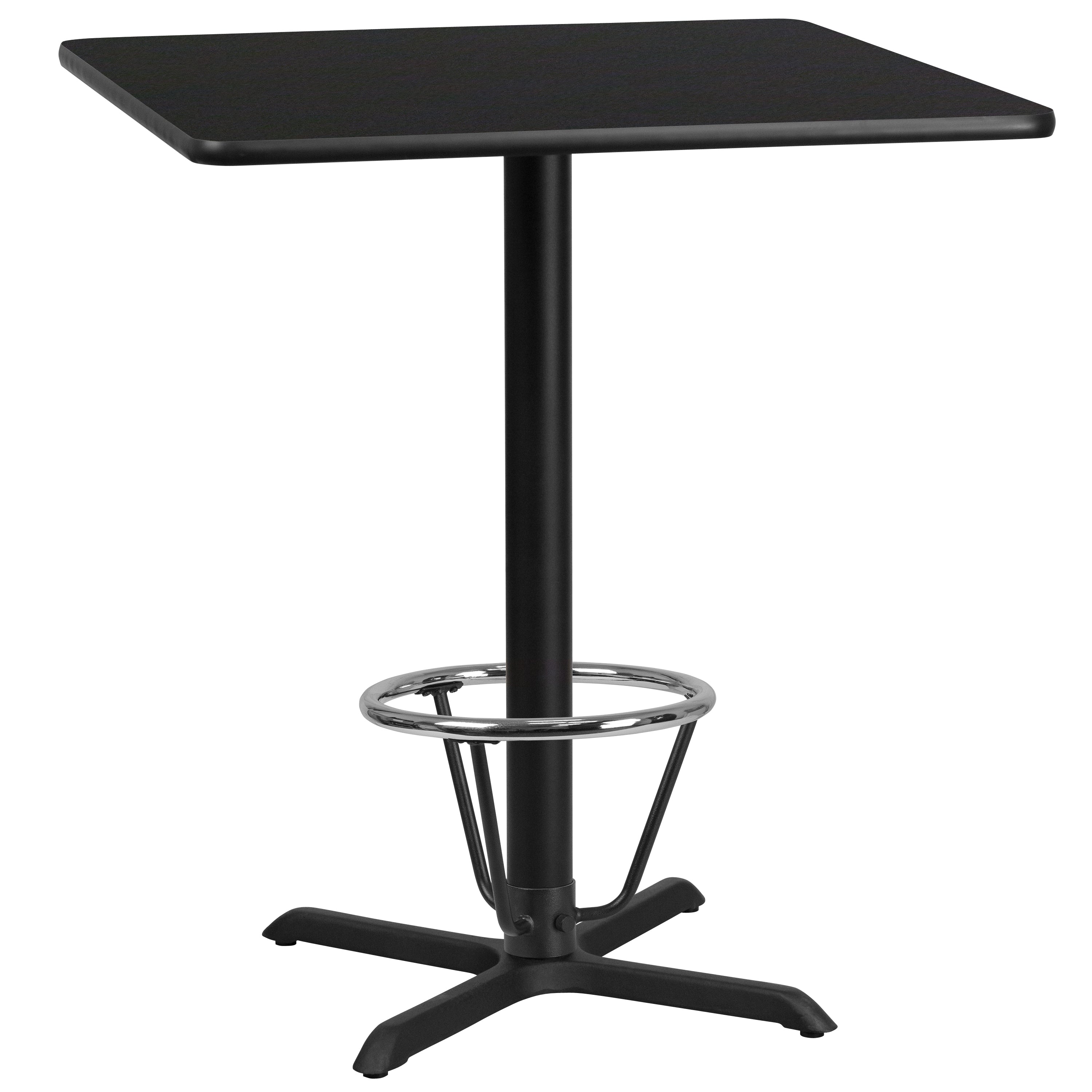 Stiles 36'' Square Black Laminate Table Top with 30'' x 30'' Bar Height Table Base and Foot Ring