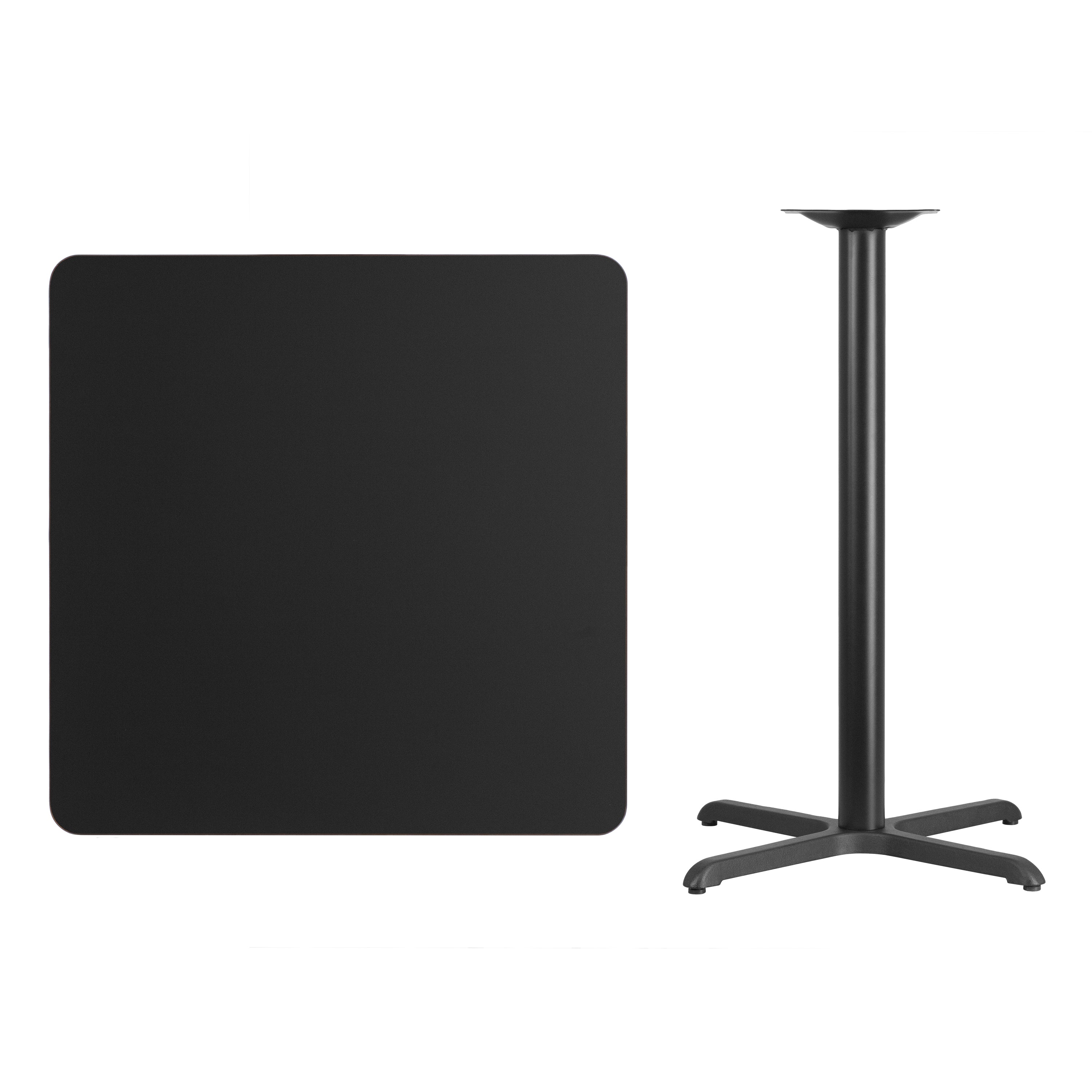Stiles 36'' Square Black Laminate Table Top with 30'' x 30'' Bar Height Table Base