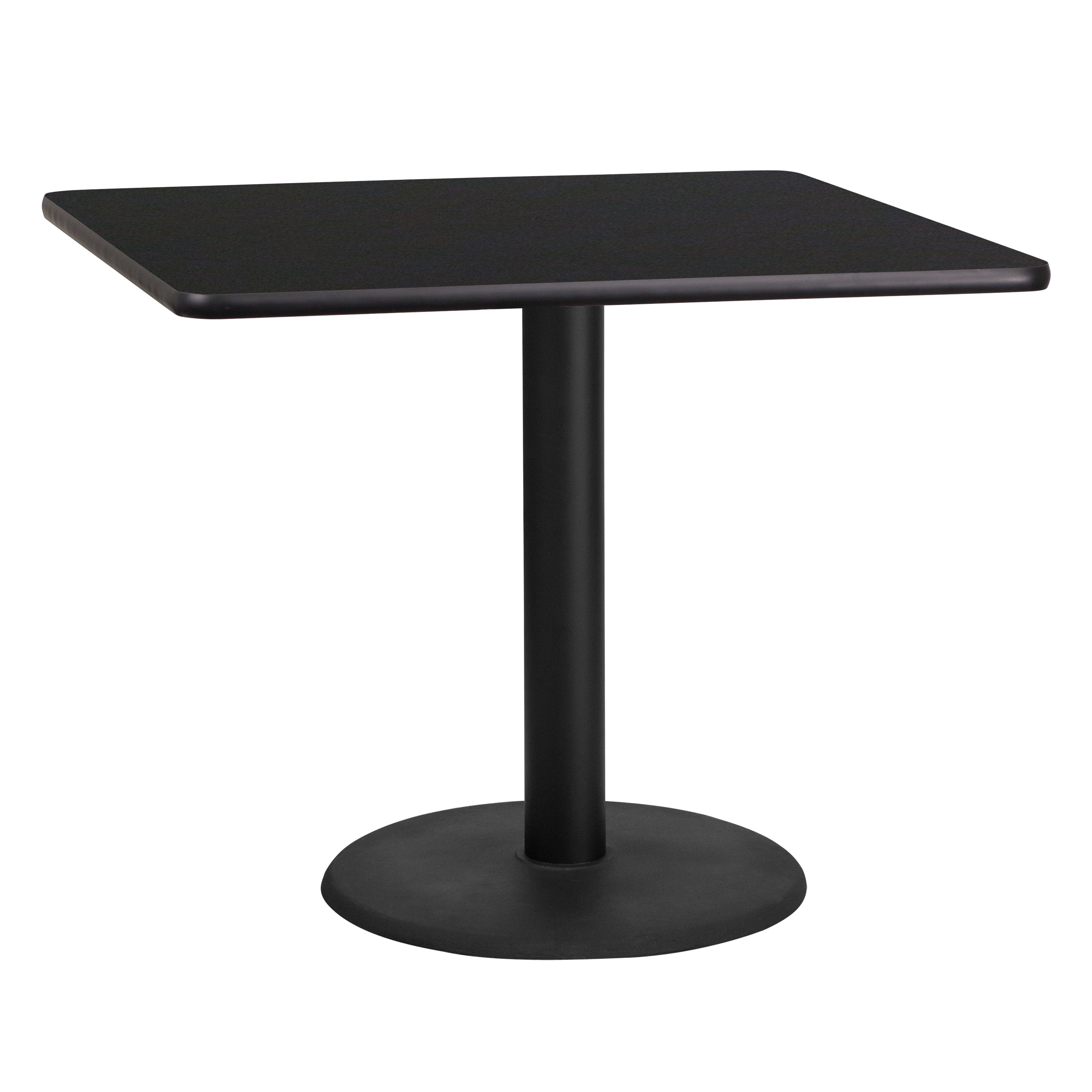 Stiles 36'' Square Black Laminate Table Top with 24'' Round Table Height Base