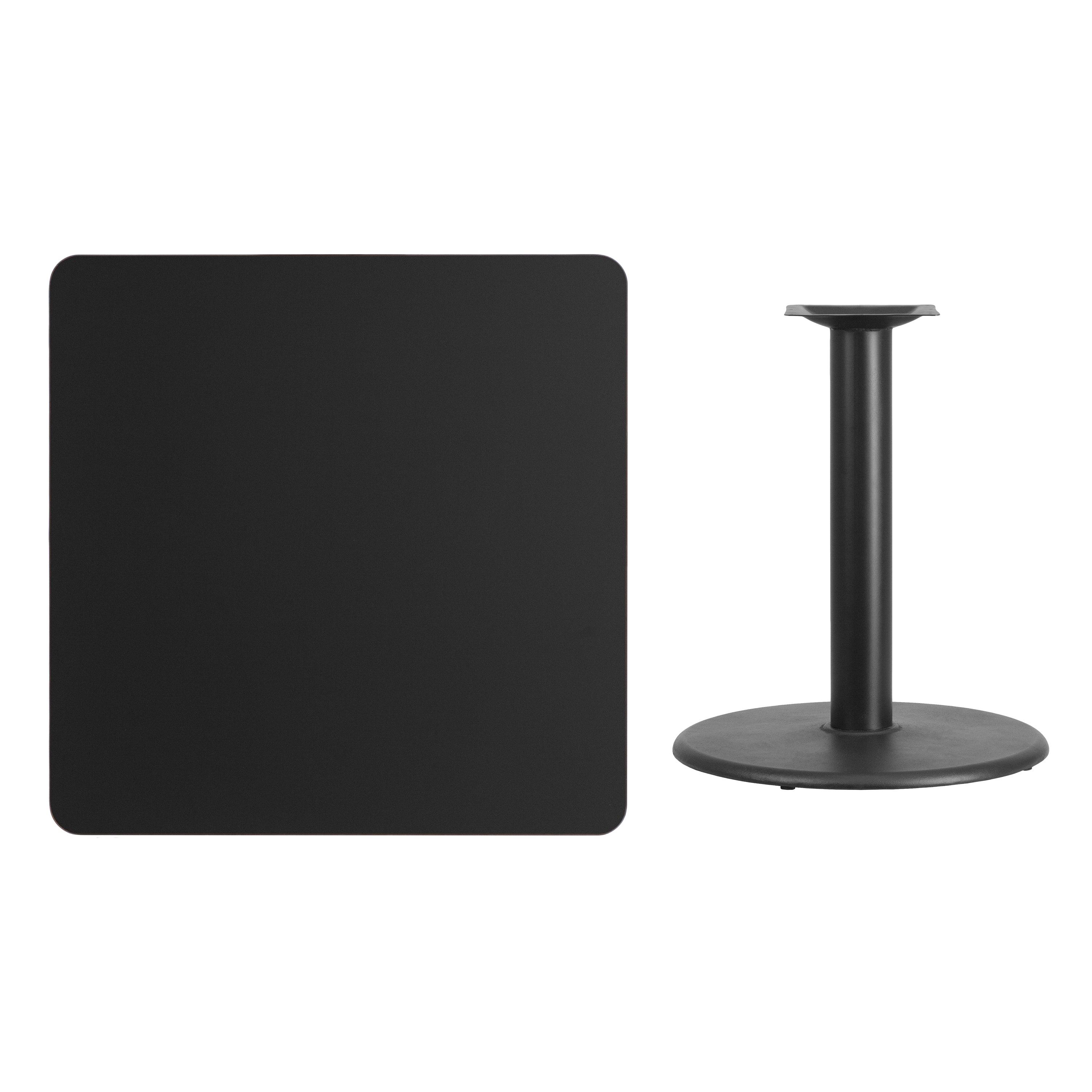Stiles 36'' Square Black Laminate Table Top with 24'' Round Table Height Base