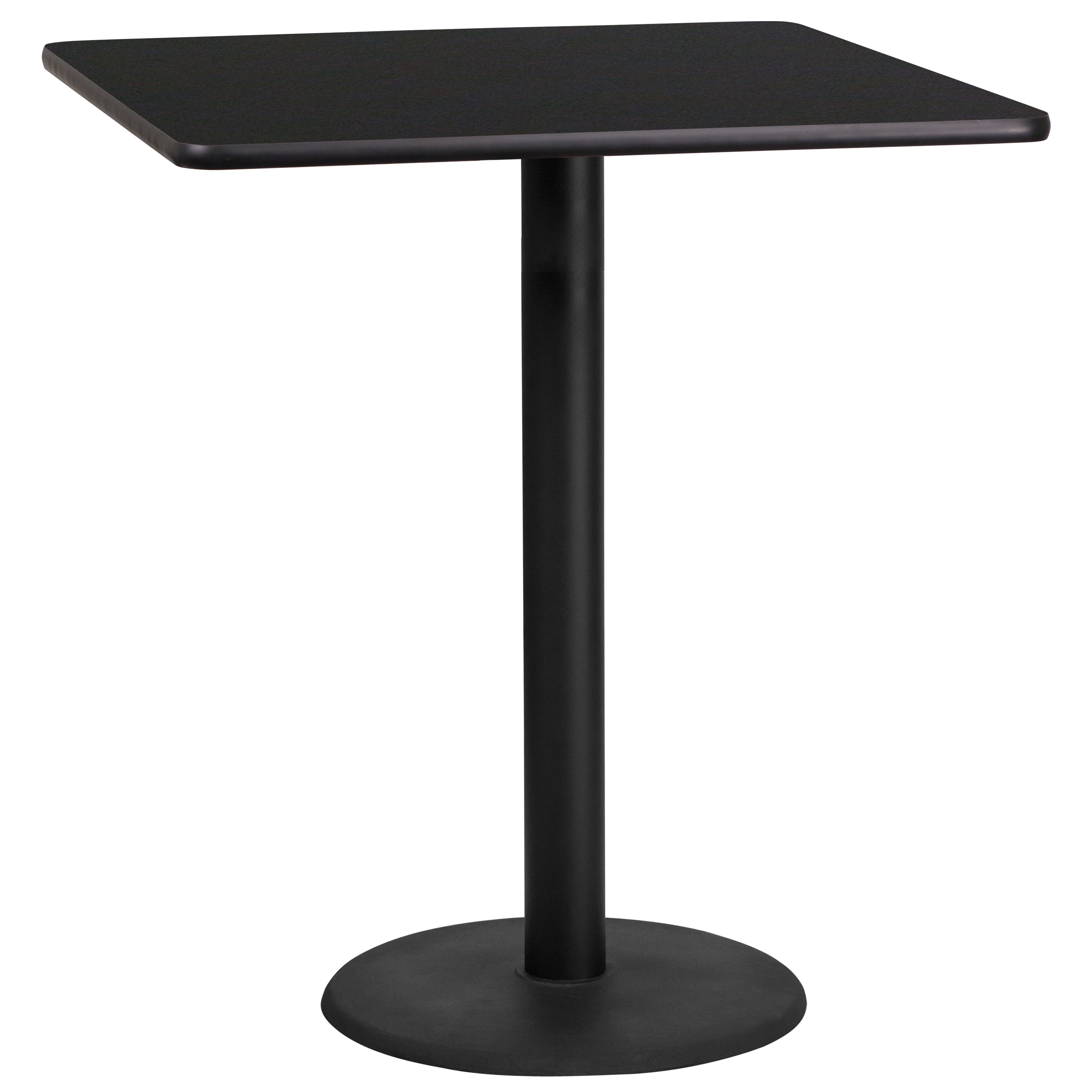 Stiles 36'' Square Black Laminate Table Top with 24'' Round Bar Height Table Base