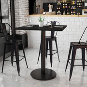 Stiles 36'' Square Black Laminate Table Top with 24'' Round Bar Height Table Base