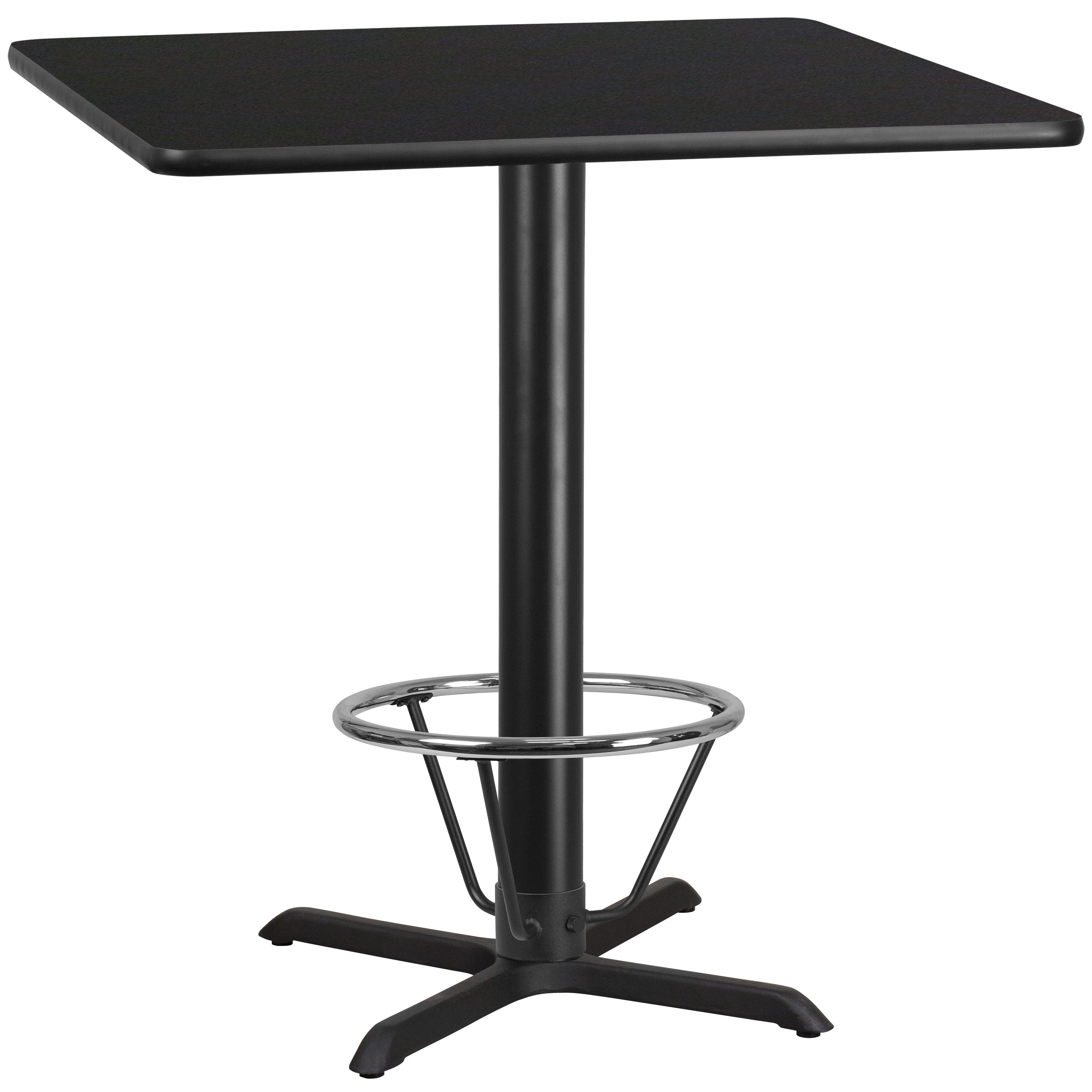 Stiles 42'' Square Black Laminate Table Top with 33'' x 33'' Bar Height Table Base and Foot Ring