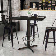 Stiles 42'' Square Black Laminate Table Top with 33'' x 33'' Bar Height Table Base and Foot Ring