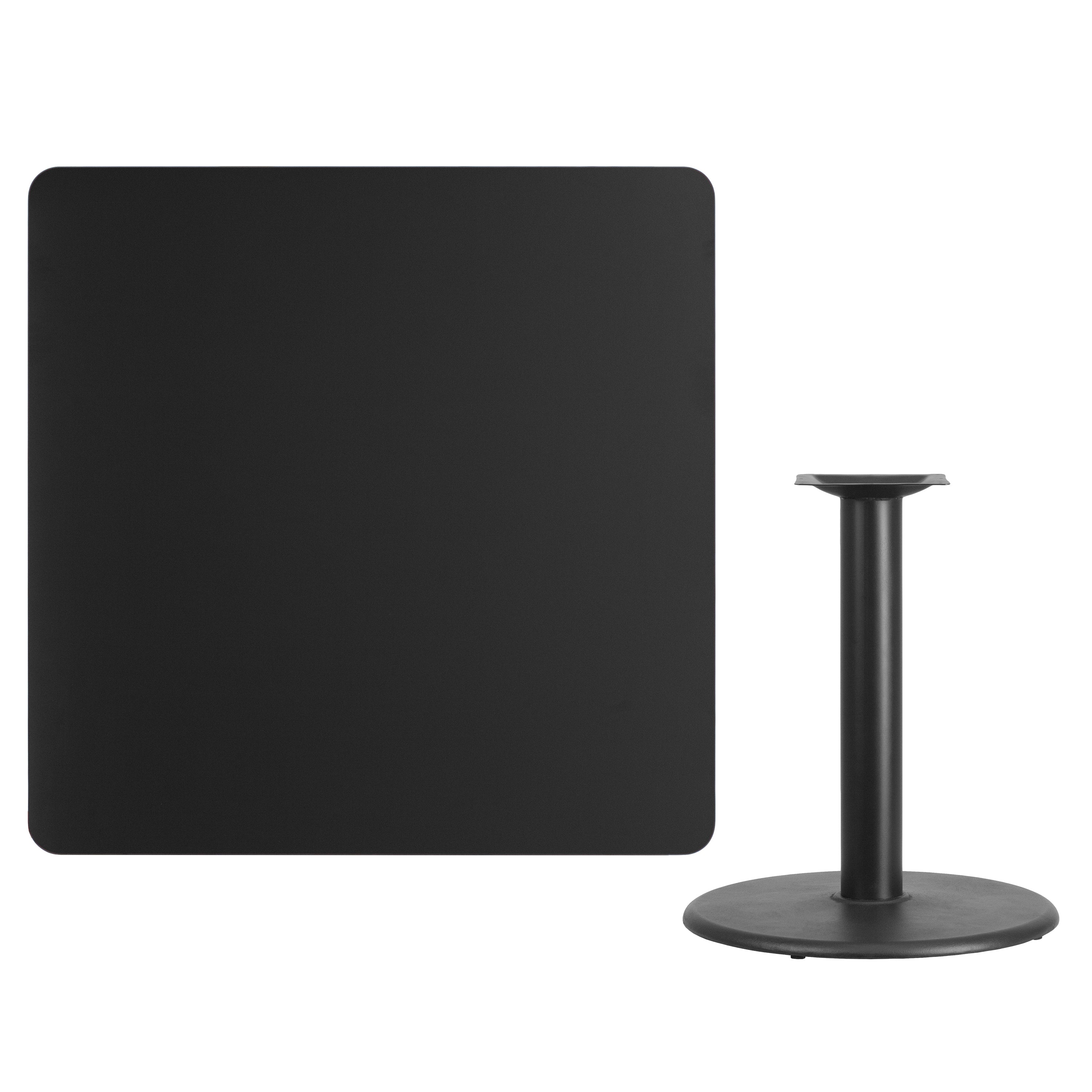 Stiles 42'' Square Black Laminate Table Top with 24'' Round Table Height Base