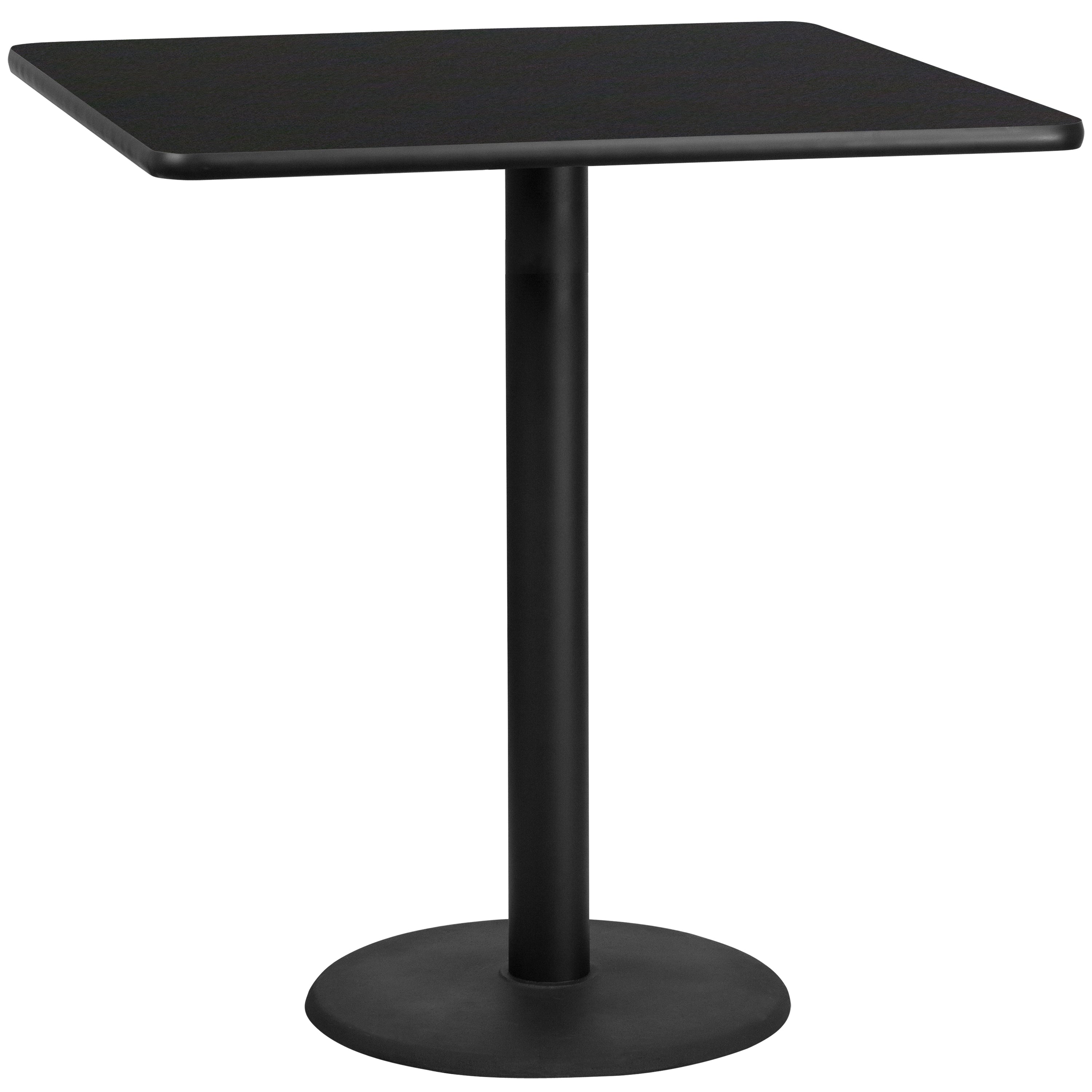 Stiles 42'' Square Black Laminate Table Top with 24'' Round Bar Height Table Base