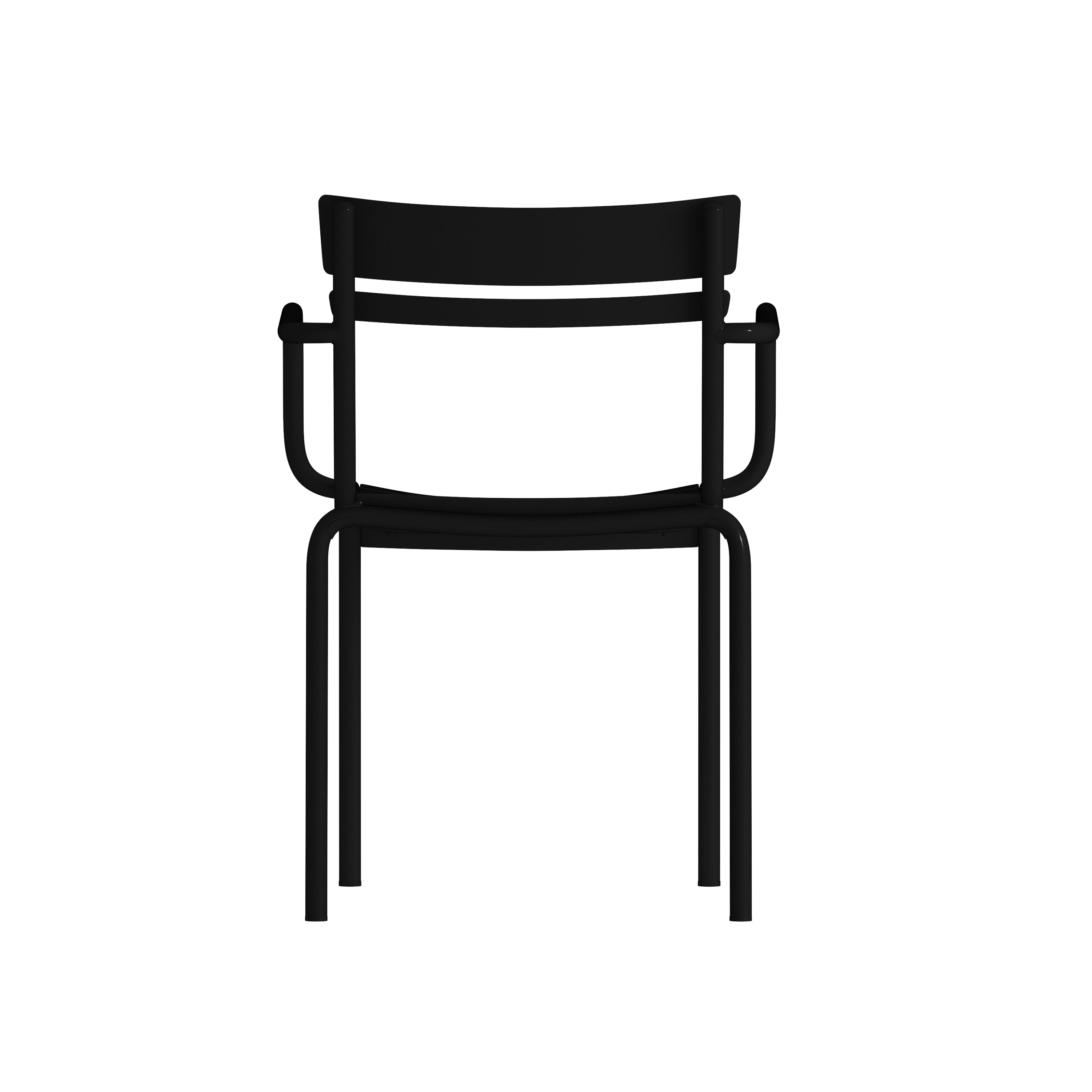 Nash Commercial Grade Black Steel Indoor-Outdoor Stackable Chair with 2 Slats and Arms