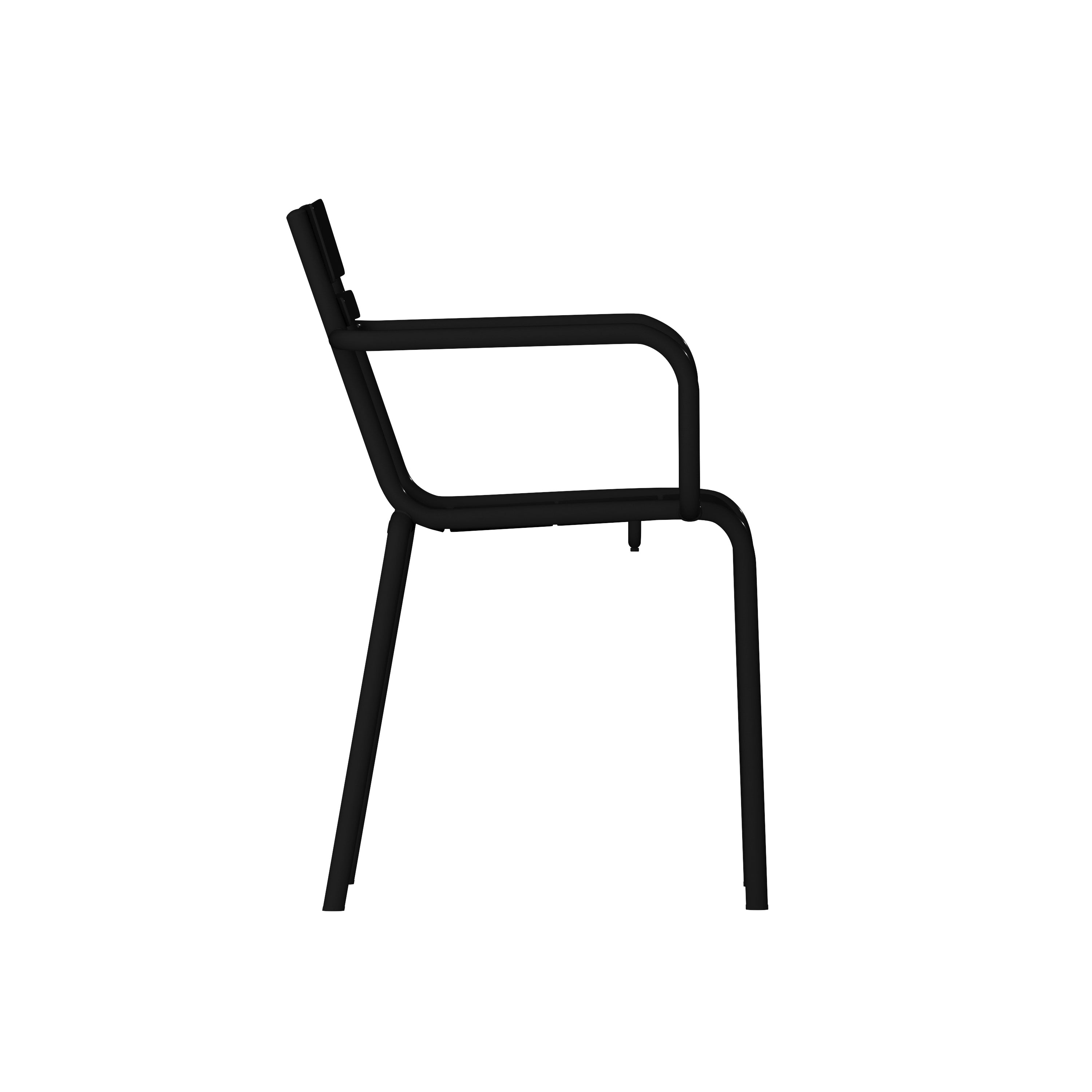 Nash Commercial Grade Black Steel Indoor-Outdoor Stackable Chair with 2 Slats and Arms