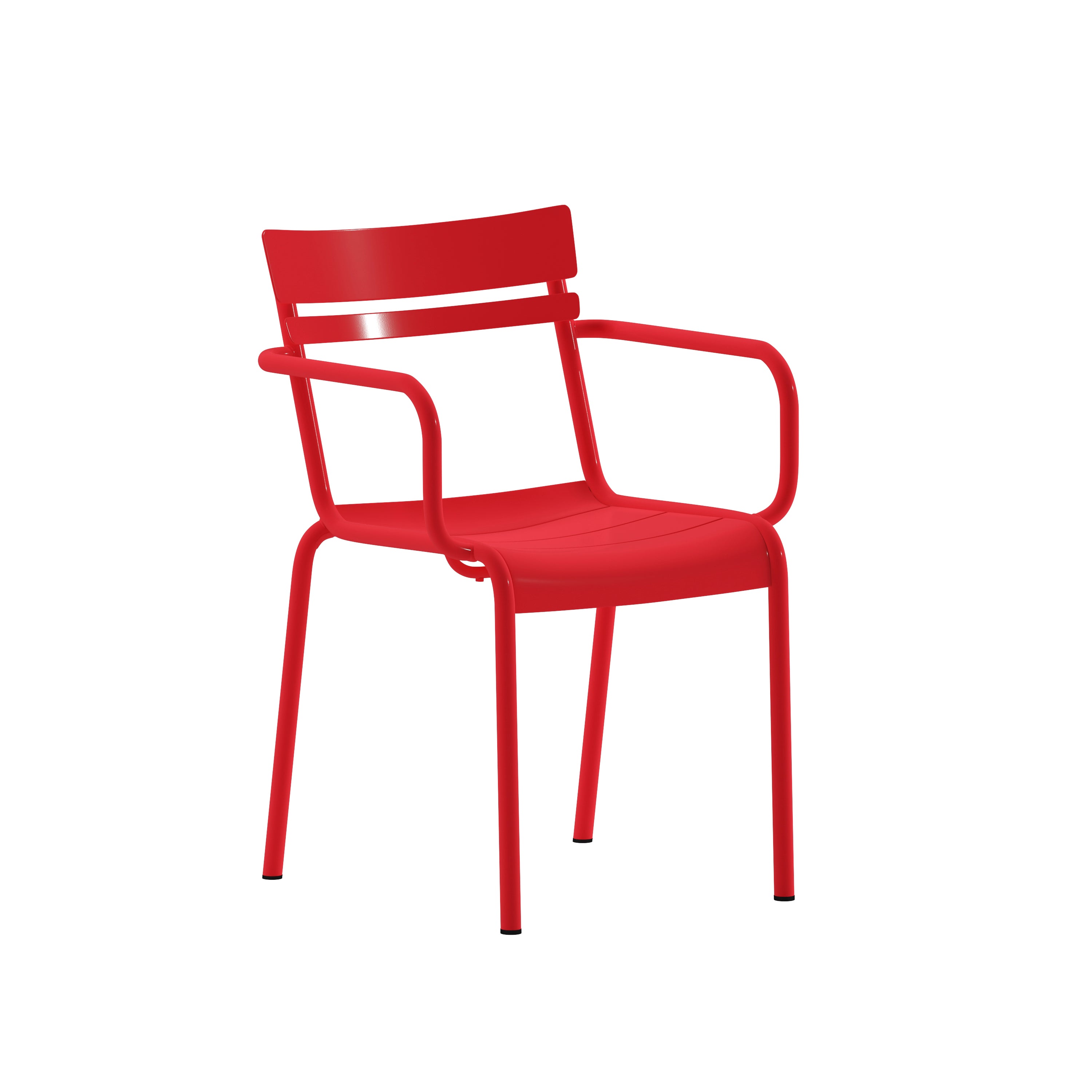 Nash Commercial Grade Red Steel Indoor-Outdoor Stackable Chair with 2 Slats and Arms